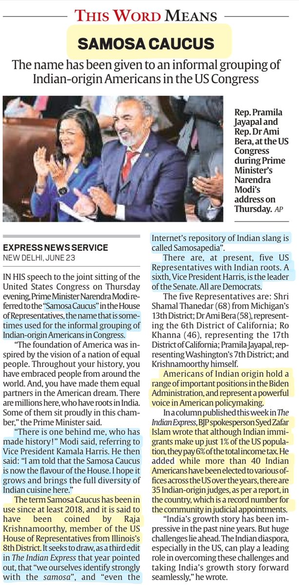 'Samosa Caucus'
:Explained

#IndianOriginAmericans #IndianDiaspora #Samosapedia
#ModiInAmerica #NarendraModi #JoeBiden #KamlaHarris
#ModiUSVisit2023

#IndiaUSRelations #IndiaUSAFriendship 

Source: IE