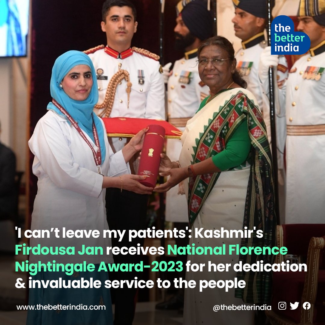 'My husband works in Saudi, and I got an excellent offer there. It could reunite the family. But I said no. I can’t leave my patients. 

#FlorenceNightingaleAward #Proud #HeroesOfHumanity #Kashmir