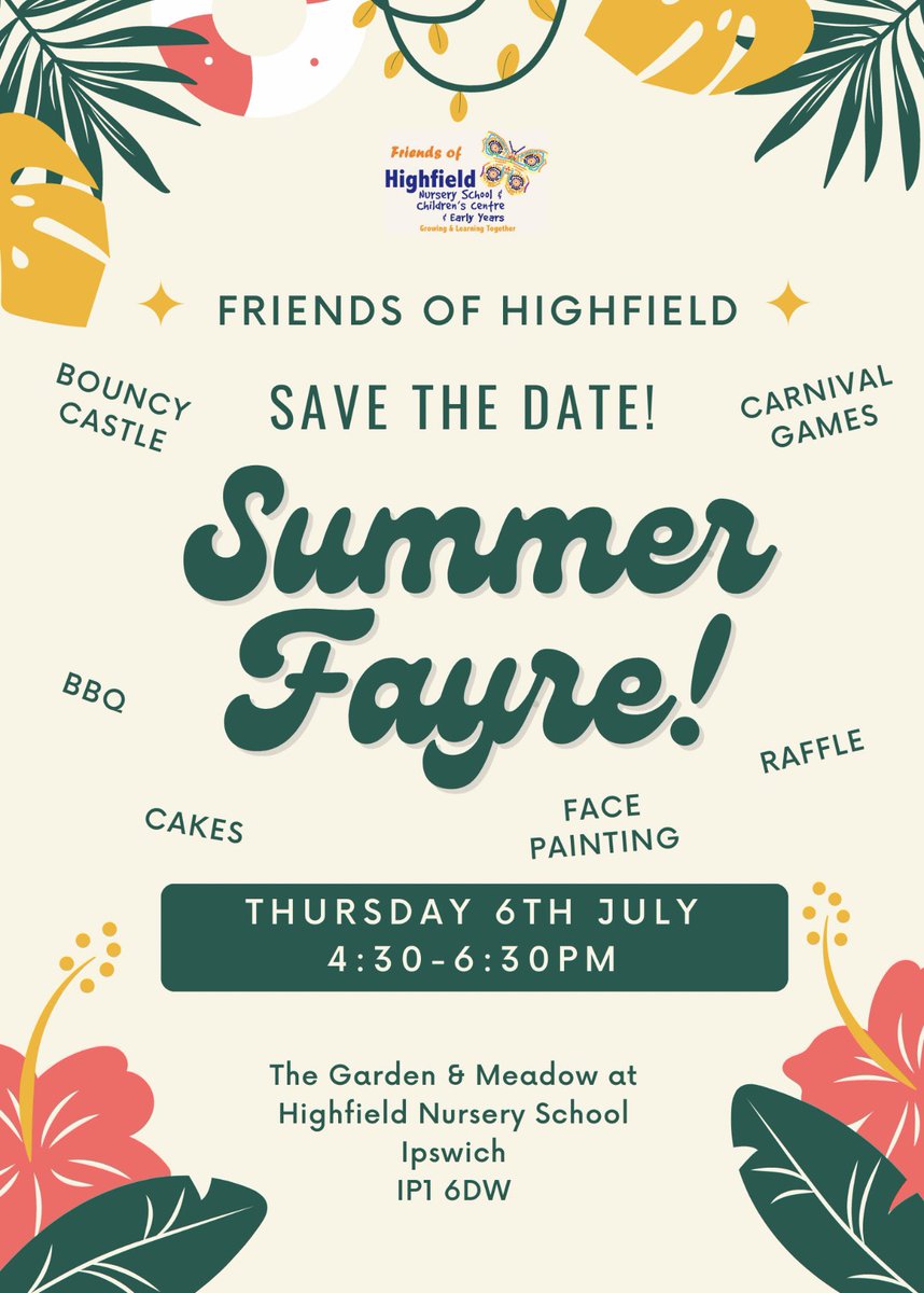 HighfieldN's tweet photo. Our Summer Fayre is approaching. We would love some raffle prize donations if you have any food/drink/toiletries for us, pop them in to the main office! And see you on the 6th July! All welcome! 🥳#highfieldnurseryipswich https://t.co/bC2DeYLg4j