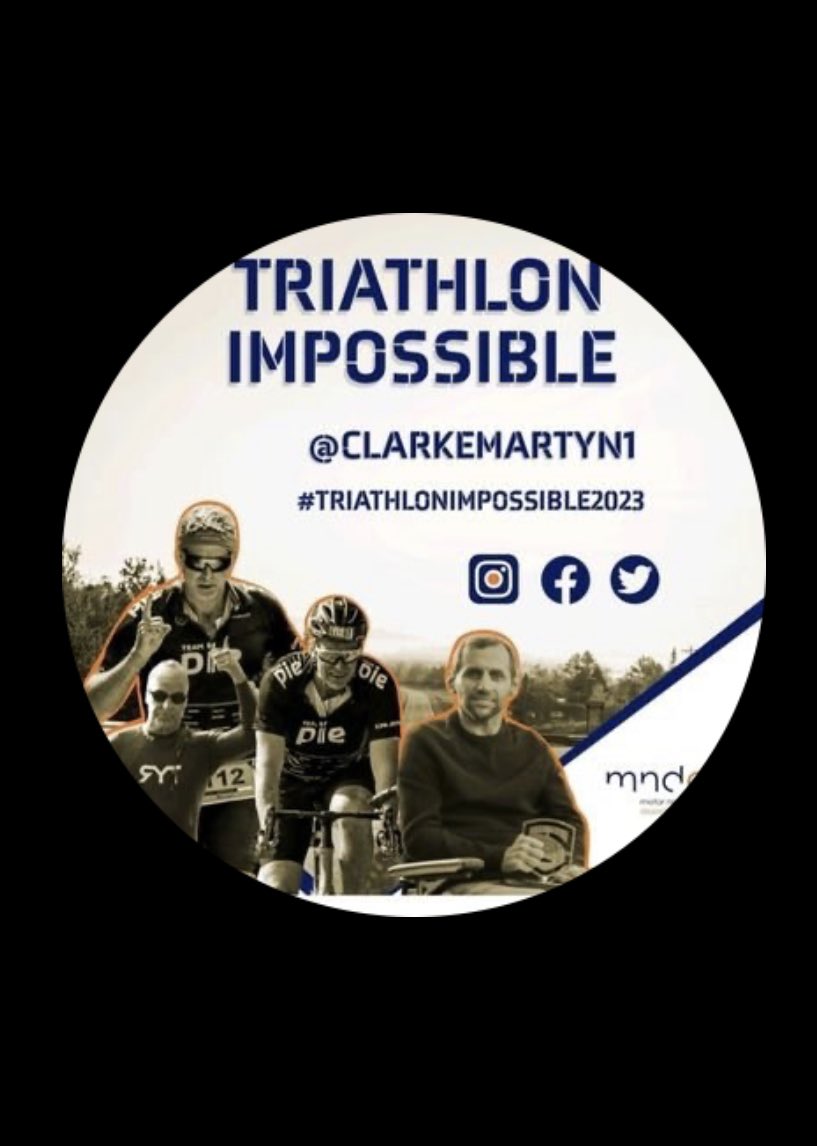 @clarkemartyn1 and the entire team taking part in #triathlonimpossible2023 All the very best !! Thank you for doing this for #MND @Rob7Burrow