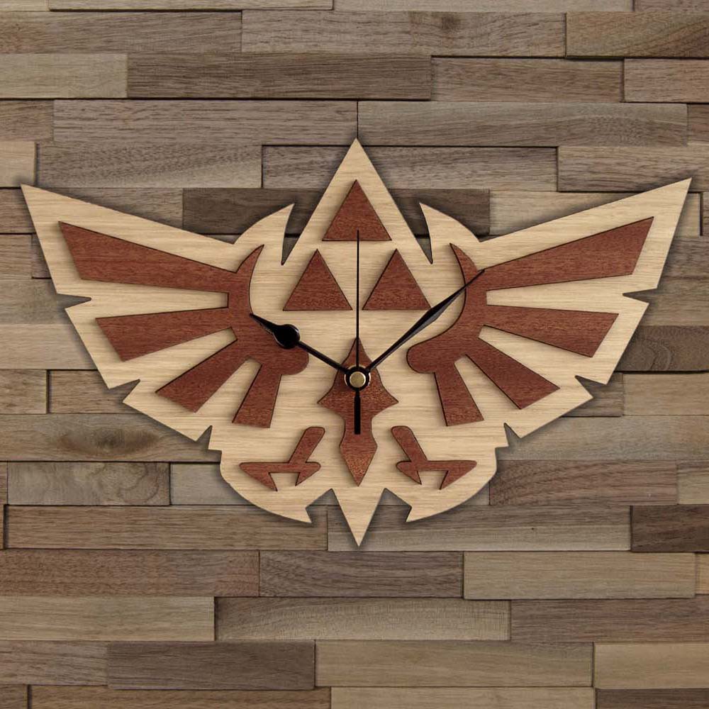 woodentek's tweet photo. Handmade #WingCrest wooden clock #Zelda. We created the original clock; don't buy Chinese copies (sometimes they even use our photos to hide their low-quality cheap copy!). #marketing #londoner - WorldwideShipping https://t.co/9JGp2TMRdE https://t.co/xACeNxFseQ