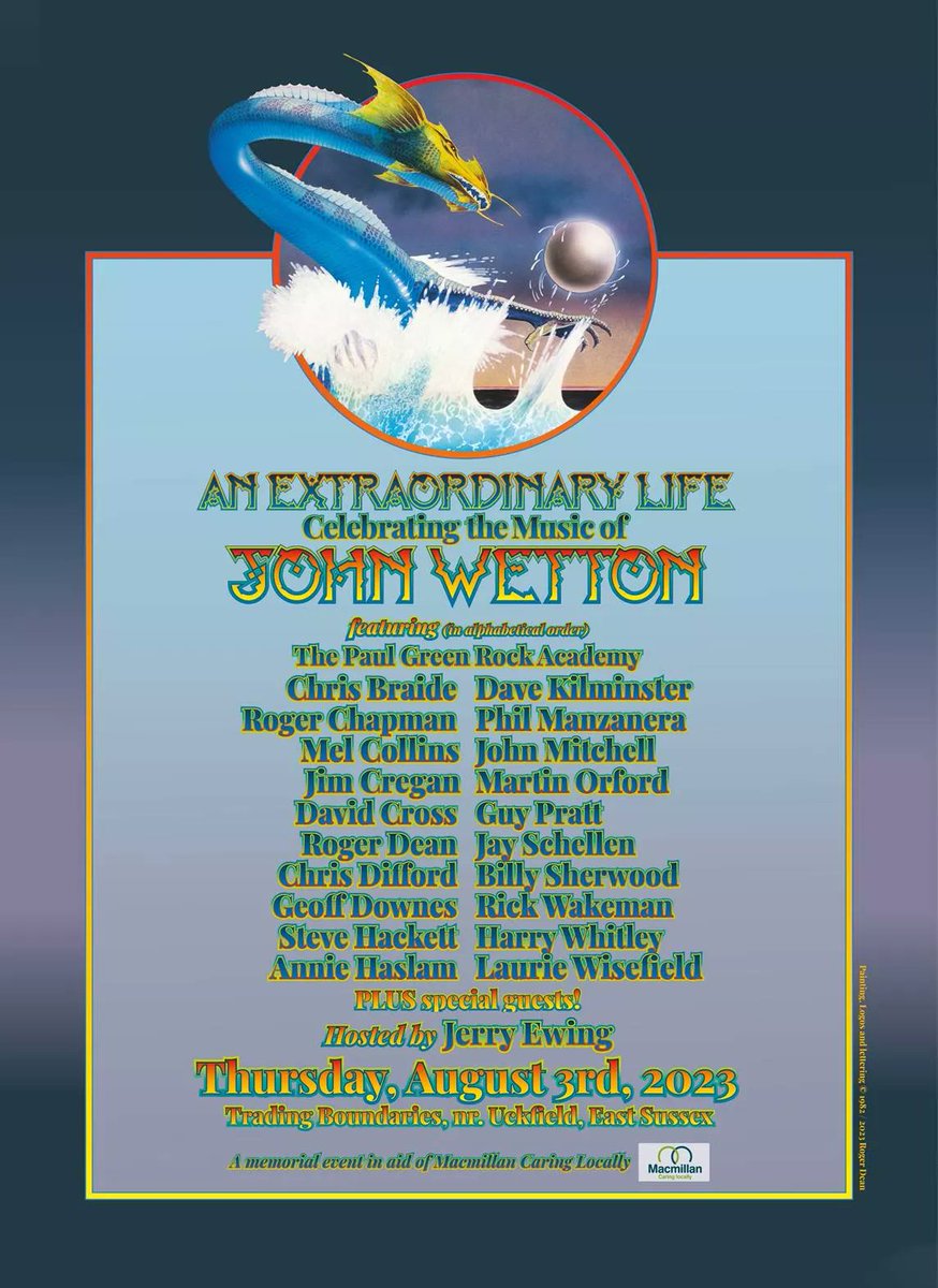 #JohnWetton #MemorialConcert will be held at #TradingBoundaries in East Sussex on August 3
#ProgRock 🇬🇧#BritishRock #KingCrimson #Live #Yesband #UKRock #SpecialGuest 
I hope🤔 #EddieJobson🎻 #RoxyMusic #UKband #TerryBozzio #Asiaband #SteveHowe #CarlPalmer loudersound.com/news/star-stud…