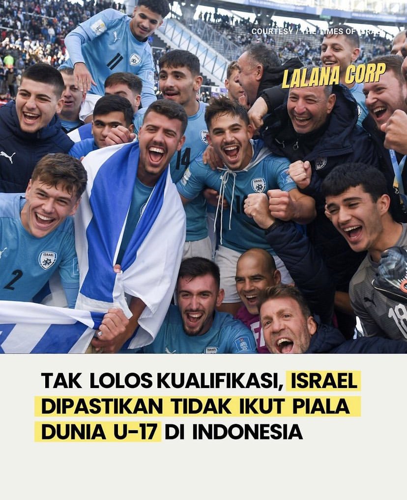 lalanacorp's tweet image. FIFA resmi menunjuk Indonesia menjadi tuan rumah Piala Dunia U-17. 24 tim akan berlaga dalam turnamen yang bakal digelar selama 10 November hingga 2 Desember 2023. Kali ini, Israel dipastikan bukan sebagai salah satu negara peserta Piala Dunia U-17.
-
#LLNCORP #pialaduniau17