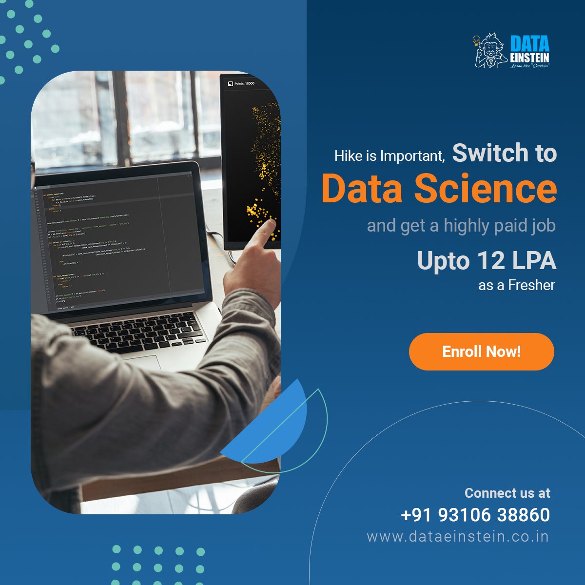 Unlock Limitless Career Opportunities with Data Science!
Join our course and experience exponential career growth. 

#DataScience #CareerOpportunities #DataAnalysis #MachineLearning #BigData #AI #DataVisualization #Coding #Statistics #Python #RProgramming #DataMining #Business