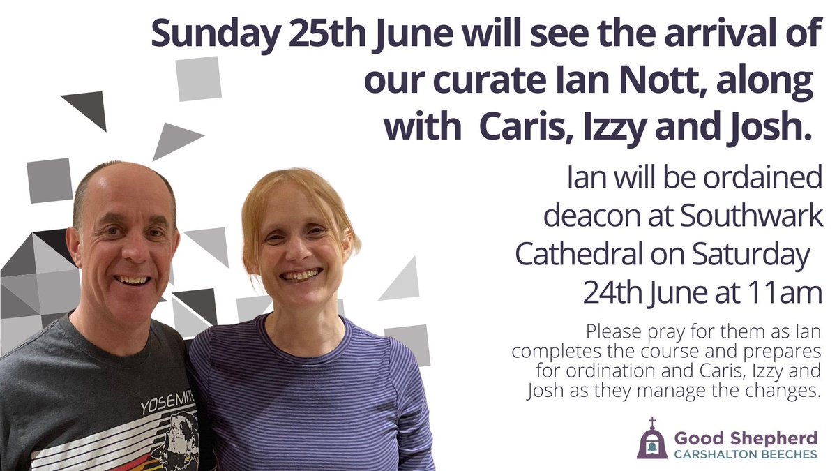 Good Shepherd, Carshalton Beeches (@gschurchsm5) on Twitter photo This is a big weekend for us, as not only is today our annual summer fair, but our new curate Ian Nott is ordained at <a href="/Southwarkcathed/">Southwark Cathedral</a>. Do come along today as we practice the gift of hospitality, do pray for Ian and his family, and do come along to meet him tomorrow! This is a big weekend for us, as not only is today our annual summer fair, but our new curate Ian Nott is ordained at <a href="/Southwarkcathed/">Southwark Cathedral</a>. Do come along today as we practice the gift of hospitality, do pray for Ian and his family, and do come along to meet him tomorrow!