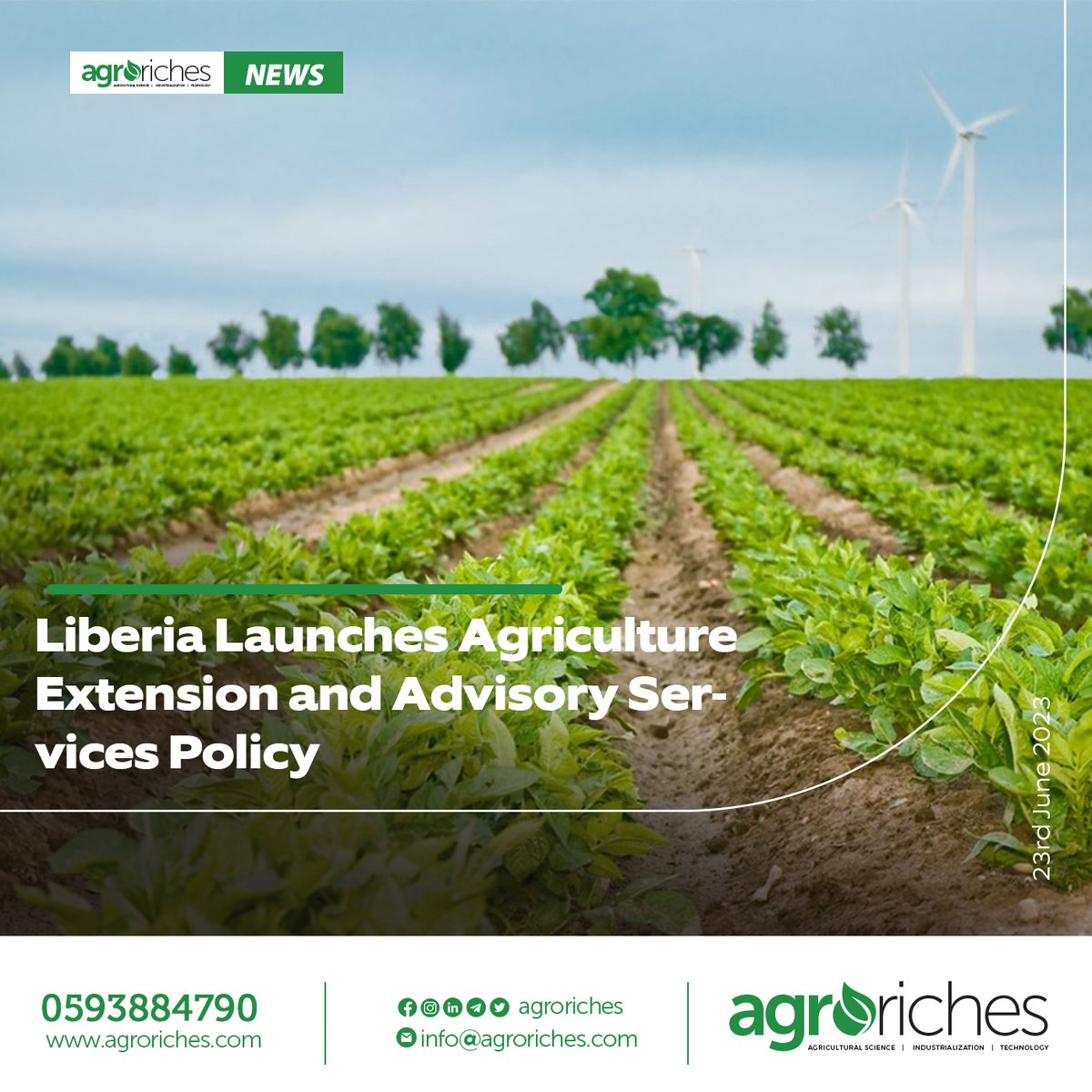Liberia Launches Agriculture Extension and Advisory Services Policy 

 agroriches.com/liberia-launch…… 

#project #agroriches #farm #agricuture #crop #world #agriculturenews #news #quality #farmers #news #africa