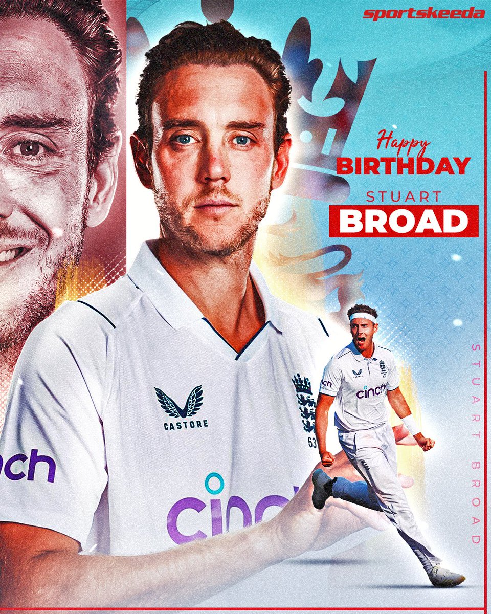 588 Test wickets 🔥
178 ODI wickets 😍
T20I World Cup winner 🏆
Ashes winner 🏏

Happy birthday to one of the Greatest, Stuart Broad 👏

#StuartBroad #Cricket #England