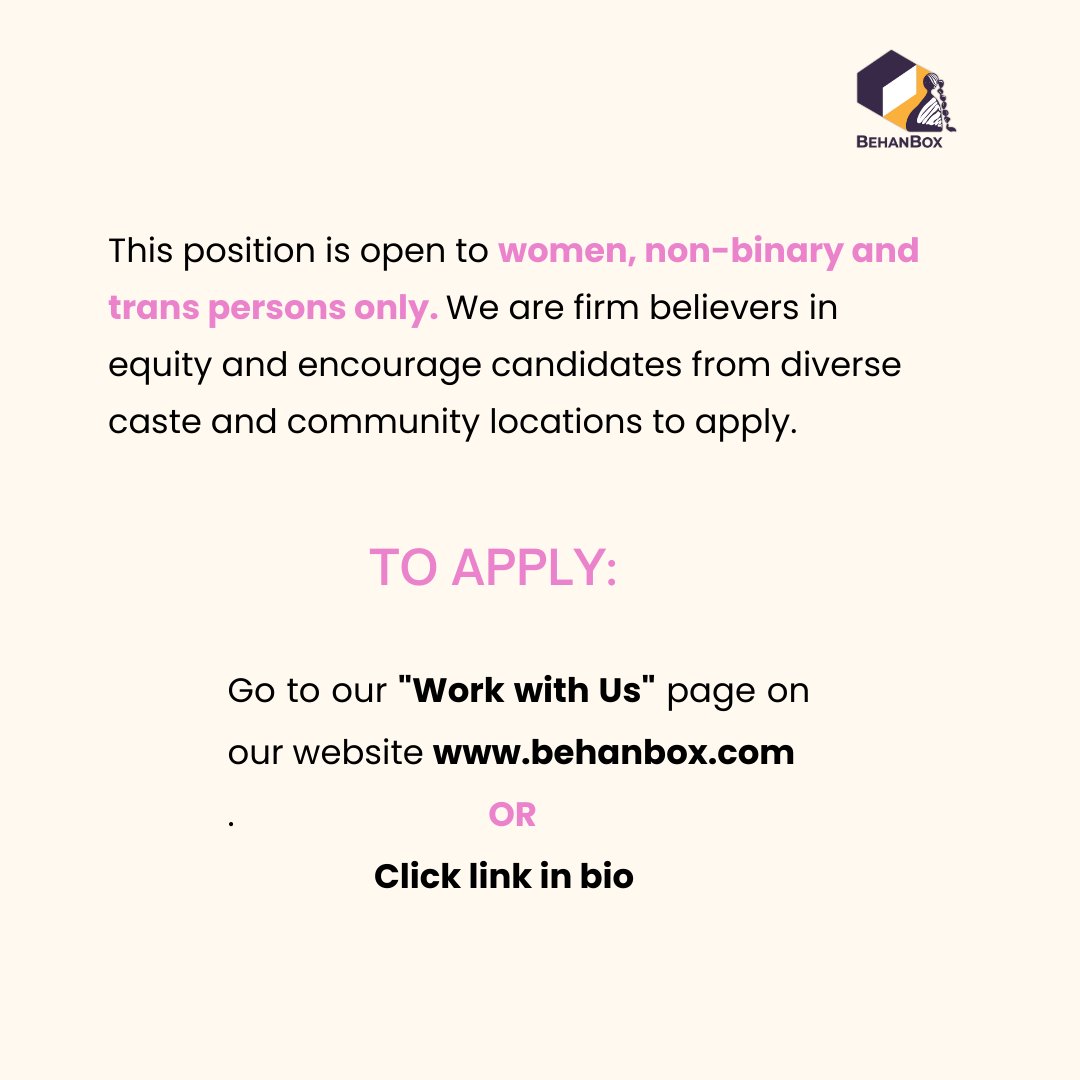 If you are passionate about reporting deeply on gender issues in India, then we are looking for you to join our team as a journalist. More details and application here:
behanbox.com/work-with-us/
#hiring #genderjournalism #behanbox #feministjobs