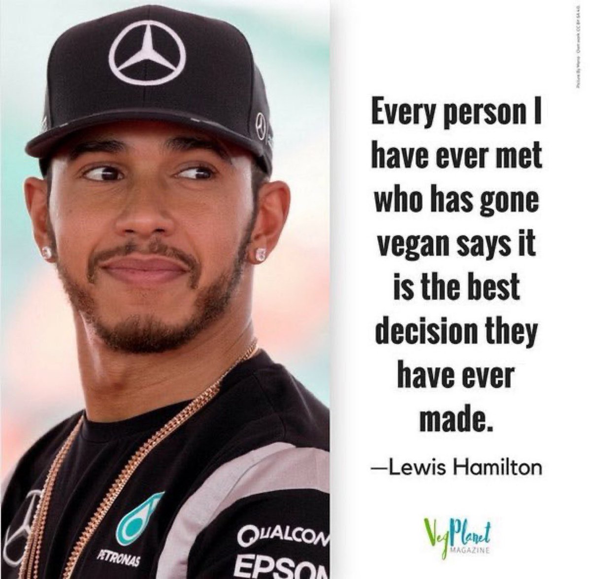 RT @CMaj82: Lewis Hamilton.
Spot on.
#Vegan https://t.co/t3Ff9593Oj