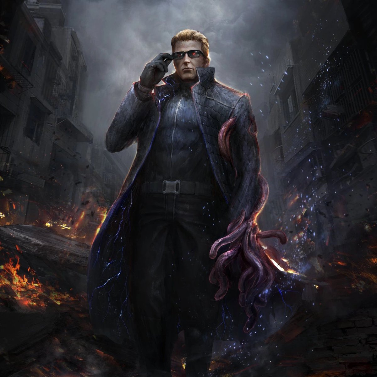 a thread of my favourite pieces of official albert wesker art: 
first up are these two pieces of art from TEPPEN - 10/10 he looks dominant and unhinged in a daddy sort of way plus I love how they’ve drawn uroboros 

‧₊˚🖇️

#albertwesker #wesker #residentevil #deadbydaylight