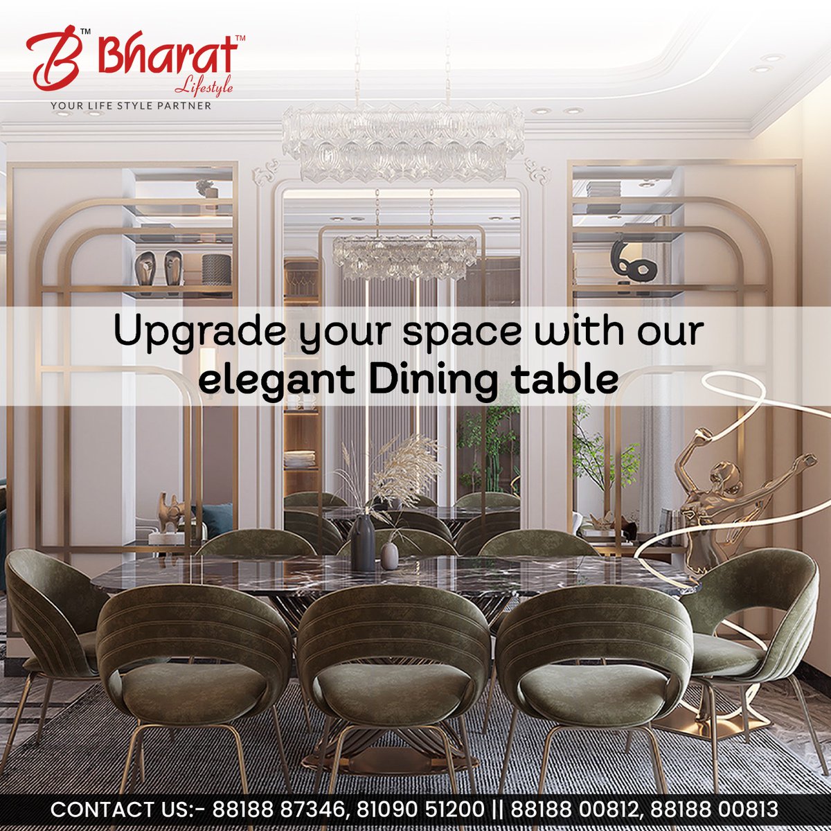Upgrade your space with our elegant Dining table
.
Visit:- bharatlifestylefurniture.com
.
#diningtable #diningroom #diningdecor #diningarea #diningroomdecor #diningtabledecor #diningchairs #diningtableset #diningroominspo #diningtablestyling #diningtabledesign #diningroomtable #indore