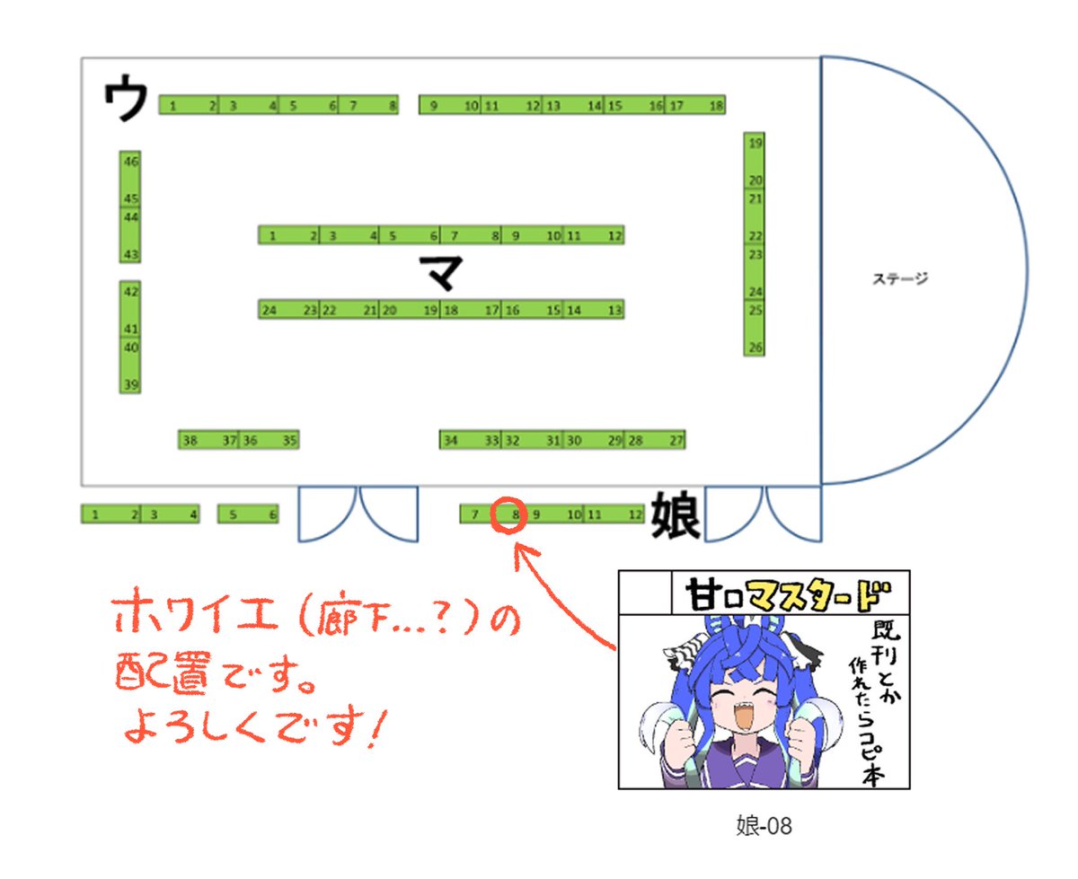 7/1㈯『府中の蹄跡』のお品書きです。 甘口マスタードは【娘-08】ホワイエ配置です。  コピ本と既刊をちょっとだけ持っていくよ。 よろしくです～～～  #府中の蹄跡