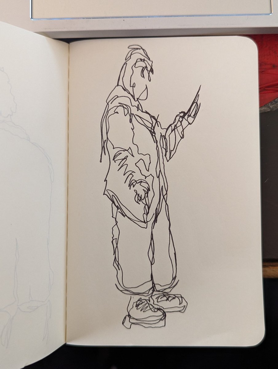Open Mic at <a href="/WestWordsWS/">WestWords</a> last night

#ContinuousLineDrawing
#SingleLineDrawing #SingleLineSketch #PilotPens #BallpointPenArt #MakeSomething #MakeArt #CreateArt #CreateSomething #TheDrumAndPage