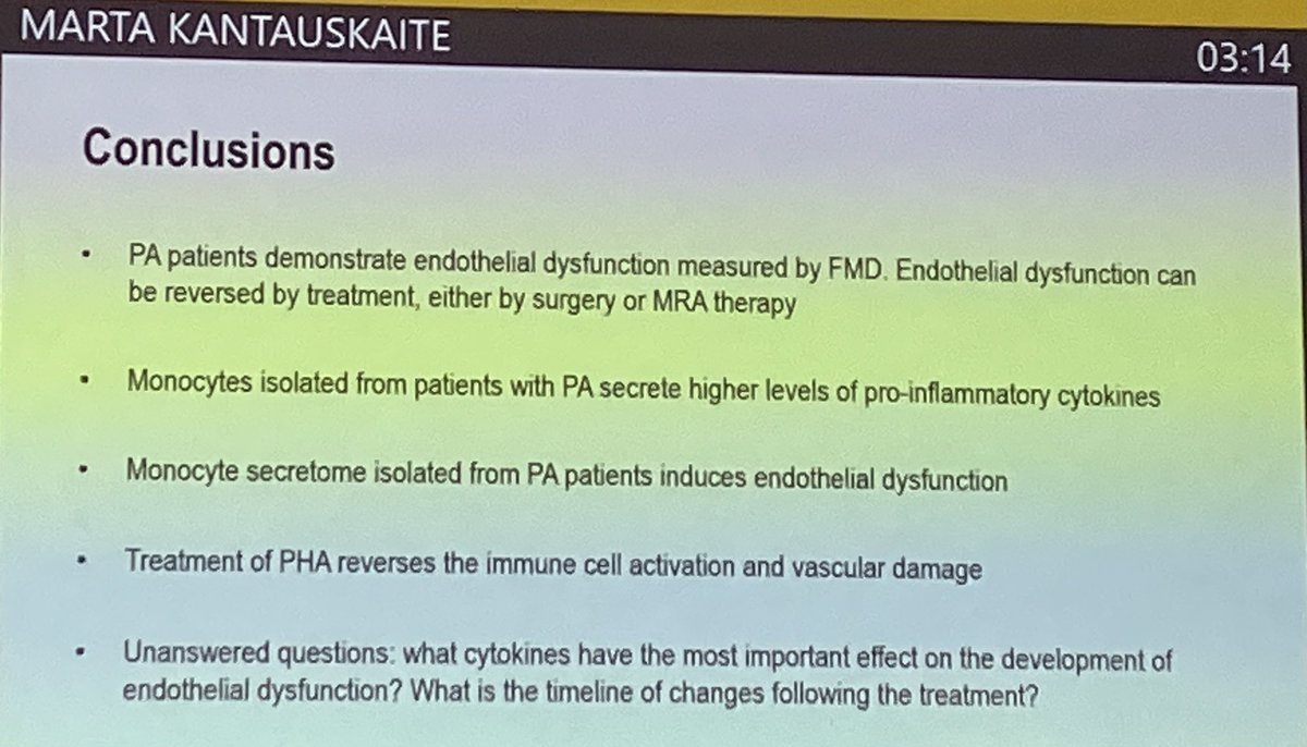 Interesting insights on monocyte-mediated #endothelialdysfunction in #primaryaldosteronism M.Kantauskaite #ESH2023 @ESH_Annual