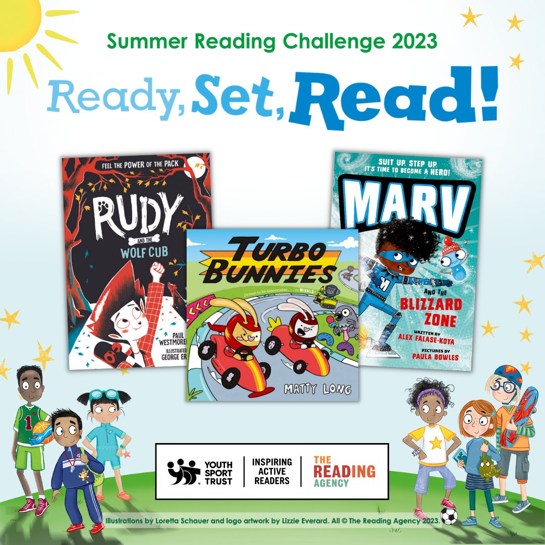 ☀ The #SummerReadingChallenge is here ☀

We have three fantastic books featured on the book list:
🐺 Rudy and the Wolf Cub by @AuthorPaul101
🦸🏾‍♂️ Marv and the Blizzard Zone by @AlexFKoya
🏎 Turbo Bunnies by @Matty_Long

#ReadySetRead!

@readingagency @YouthSportsTrust