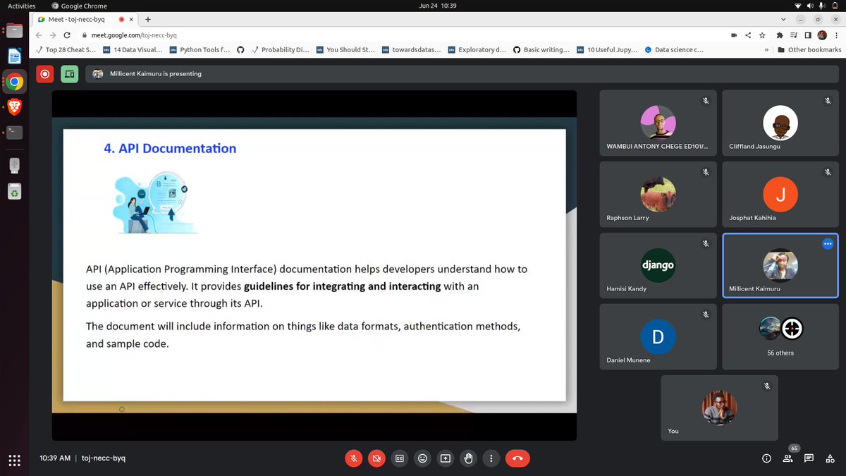 Technical writing boot camp, week 2 virtual class by <a href="/milliekaimuru/">Kinarah</a> at <a href="/LuxDevHQ/">LuxDevHQ : Transforming Data Education</a>

Organized and led by <a href="/daisyfaithauma/">Daisy Faith Auma 🇰🇪🇬🇧</a>  and <a href="/johnmbugua01/">John mbugua👨‍💻</a> 🔥