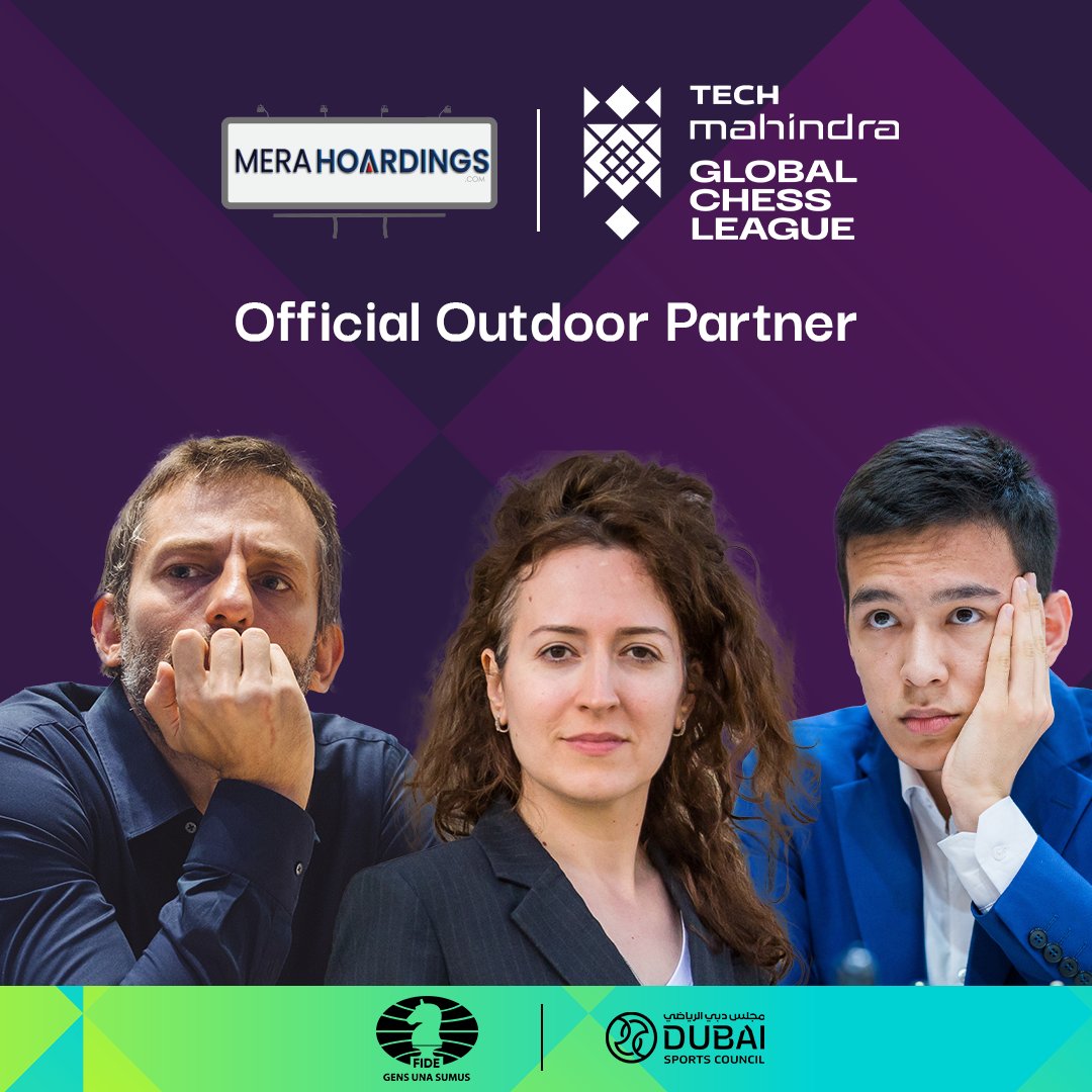 We are delighted to announce that the Tech Mahindra Global Chess League has partnered with @MeraHoardings as its Official Outdoor Partner. 

Watch your favorite chess players dominate the cityscape!

| #GlobalChessLeague #GCL #TheBigMove |