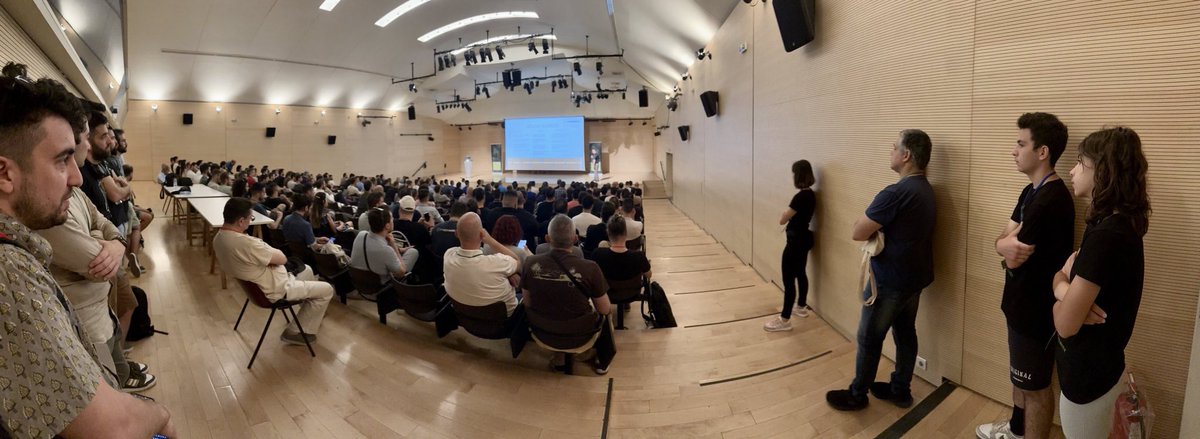 BSidesAth's tweet photo. 🟩 Full room! 350 participants! We rock the house! #BSidesAth 🇬🇷 #dab 
🟩 Thank you @twelvesec @DeloitteGreece @SECFORCE_LTD @bitcrack_cyber @hackthebox_eu @enisa_eu for supporting this community initiative! #BSidesAth #InfoSec #CyberSecurity #EthicalHacking 🟩 https://t.co/M4l7ni4Ea0
