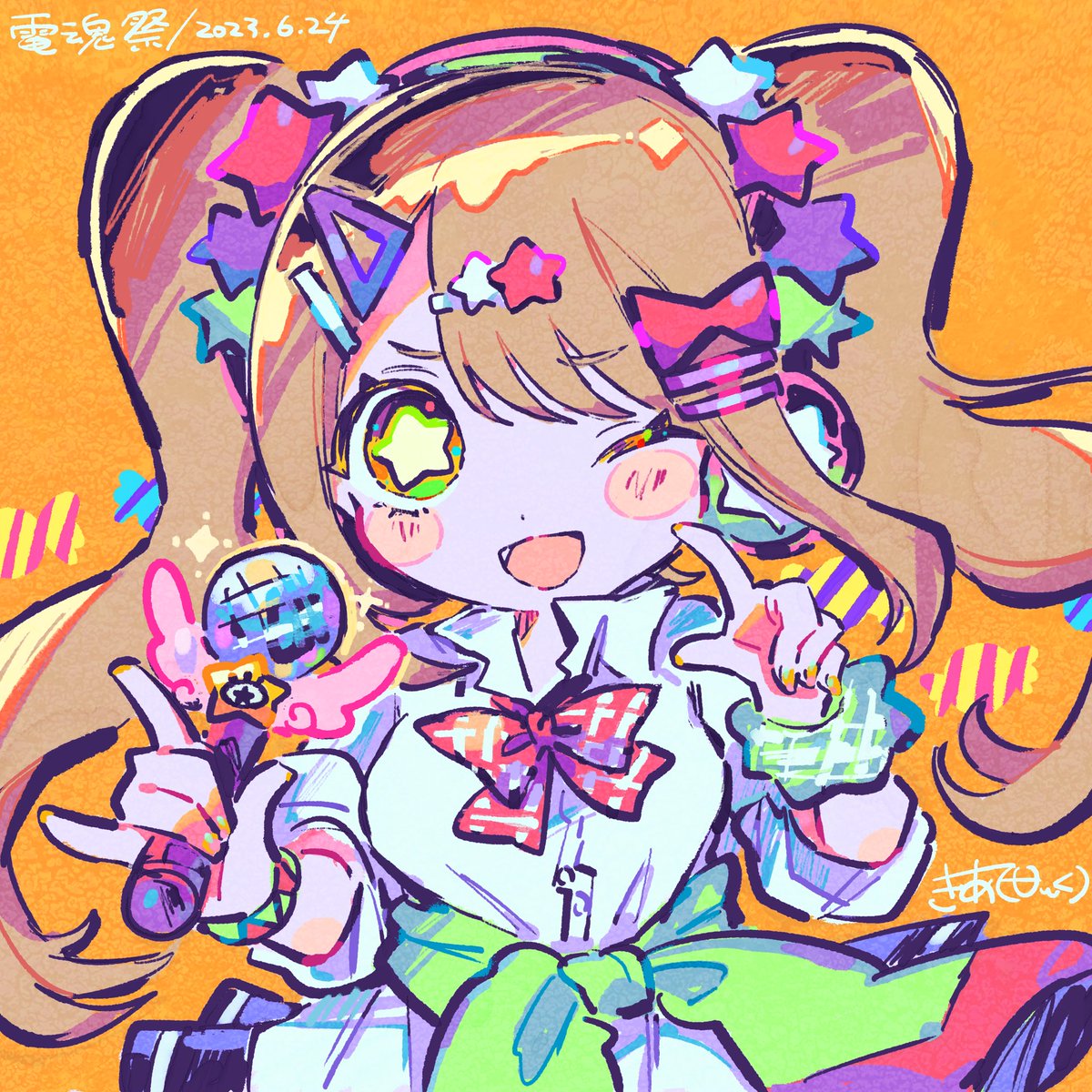 「#電魂祭 DAY1  ライブペイントありがとうございました! DJ全部たのしすぎ」|きあと🍼のイラスト