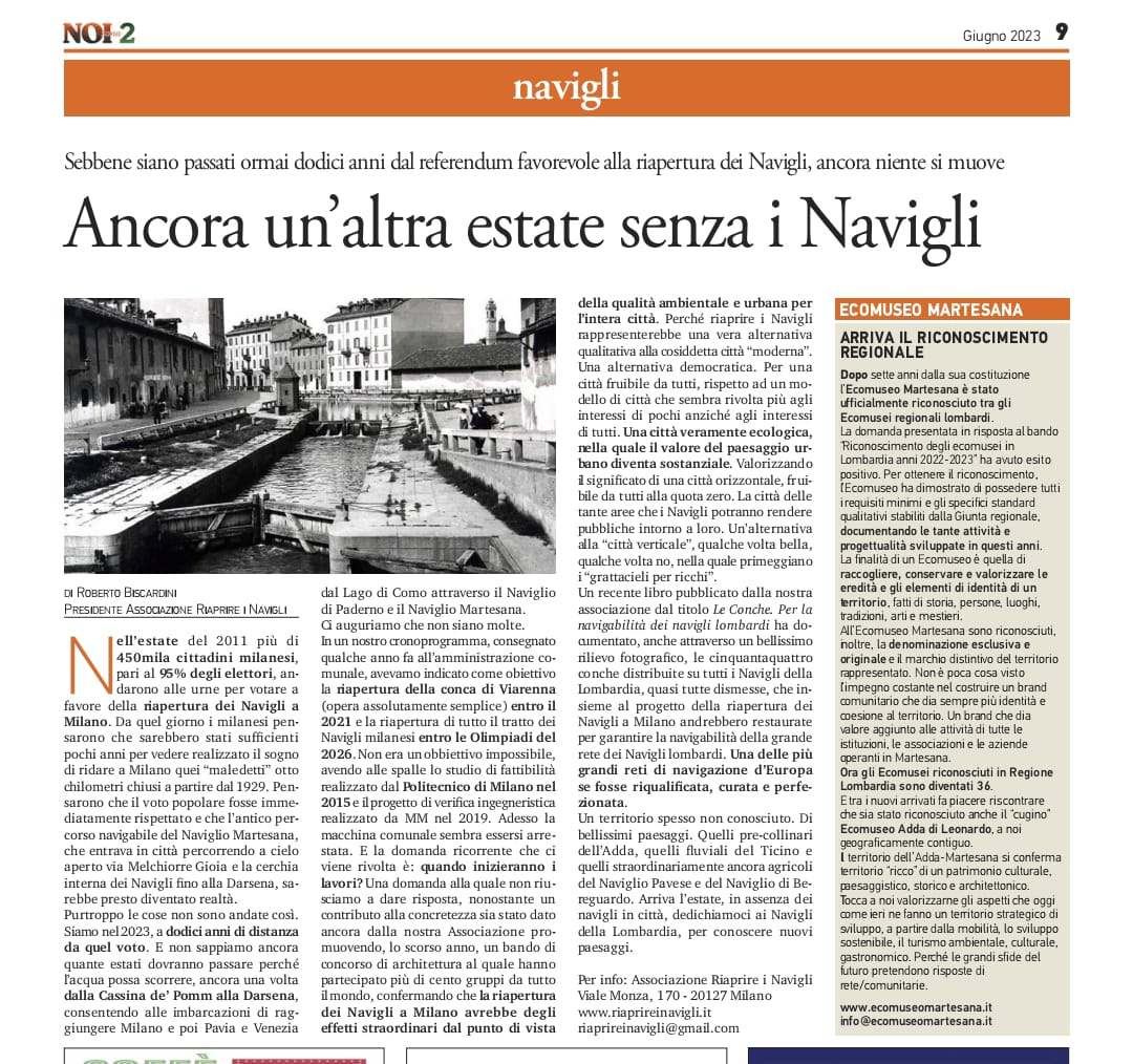 Milano - Navigli
Il progetto (approvato da anni) continua a restare nei cassetti del Comune 
<a href="/RiaprireiNavigl/">Riaprire i Navigli</a> 
<a href="/rbiscardini/">Roberto Biscardini</a>