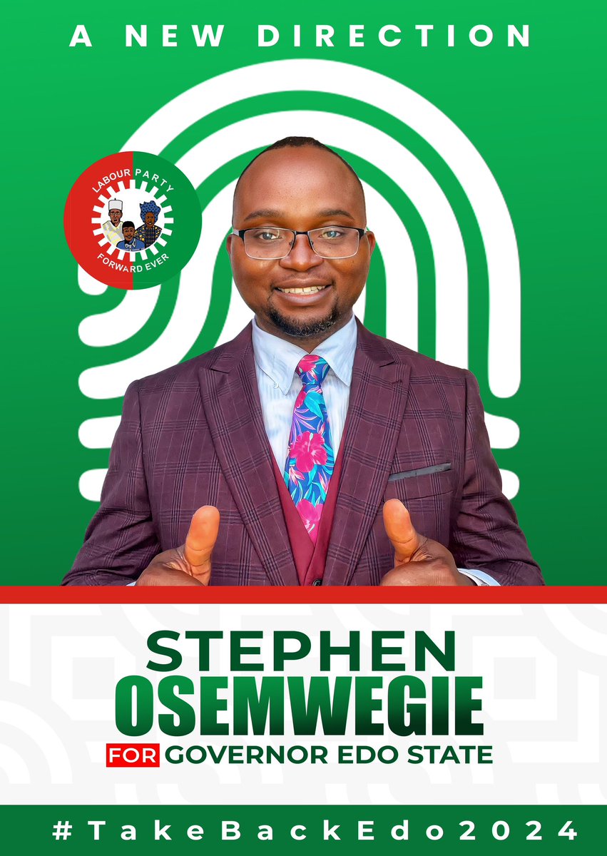 StephenOSEMWEGI's tweet photo. Breaking News 🗞️:
Official Launch 🚀 of Website and Wikipedia Page 📄 for Edo State Gubernatorial Race 2024 under the Labour Party.

Visit to learn more about @Osemwegie4Edo #ANewDirection4Edo 

Go to 
Stephen Osemwegie - Wikipedia
https://t.co/sBQmhbBR7E 

Go to 
https://t.co/Y07ZsZFeqa 

Please share