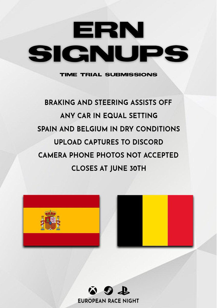 🚨Season 11 signups are open!🚨

Division 1 Will race on Tuesdays at 8pm BST and Division 2 on Wednesdays at 8pm BST.

It will be a full calendar starting July 4th.

If you want to be apart of the action join our discord and send your times in💪

discord.gg/MYzWT954f9