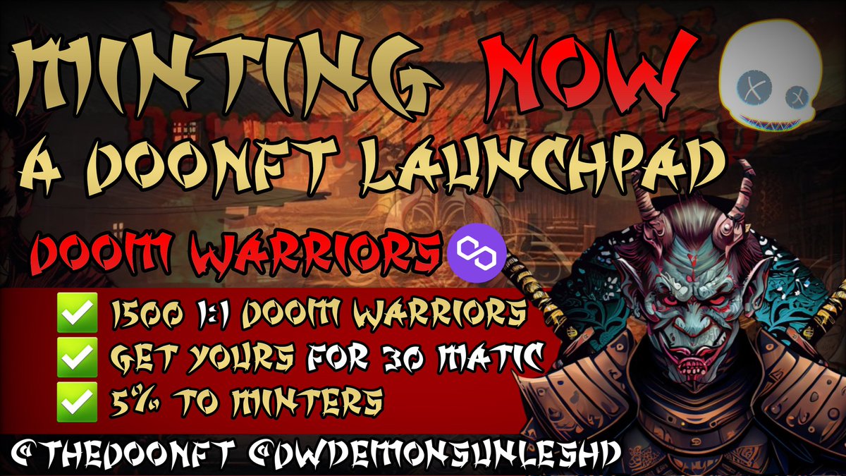 krypto314's tweet photo. 🎥 Brace for DOOM WARRIORS: Demons Unleashed 😈

Follow @dwdemonsunleshd

💥 Chaos reigns as darkness consumes all. 

Face the unimaginable 😱 

Grab your weapons and battle evil in an adrenaline-fueled fight for survival 

💀Clash with demons like never before 🤯
#Polygon #NFT https://t.co/PxGv16SrQN