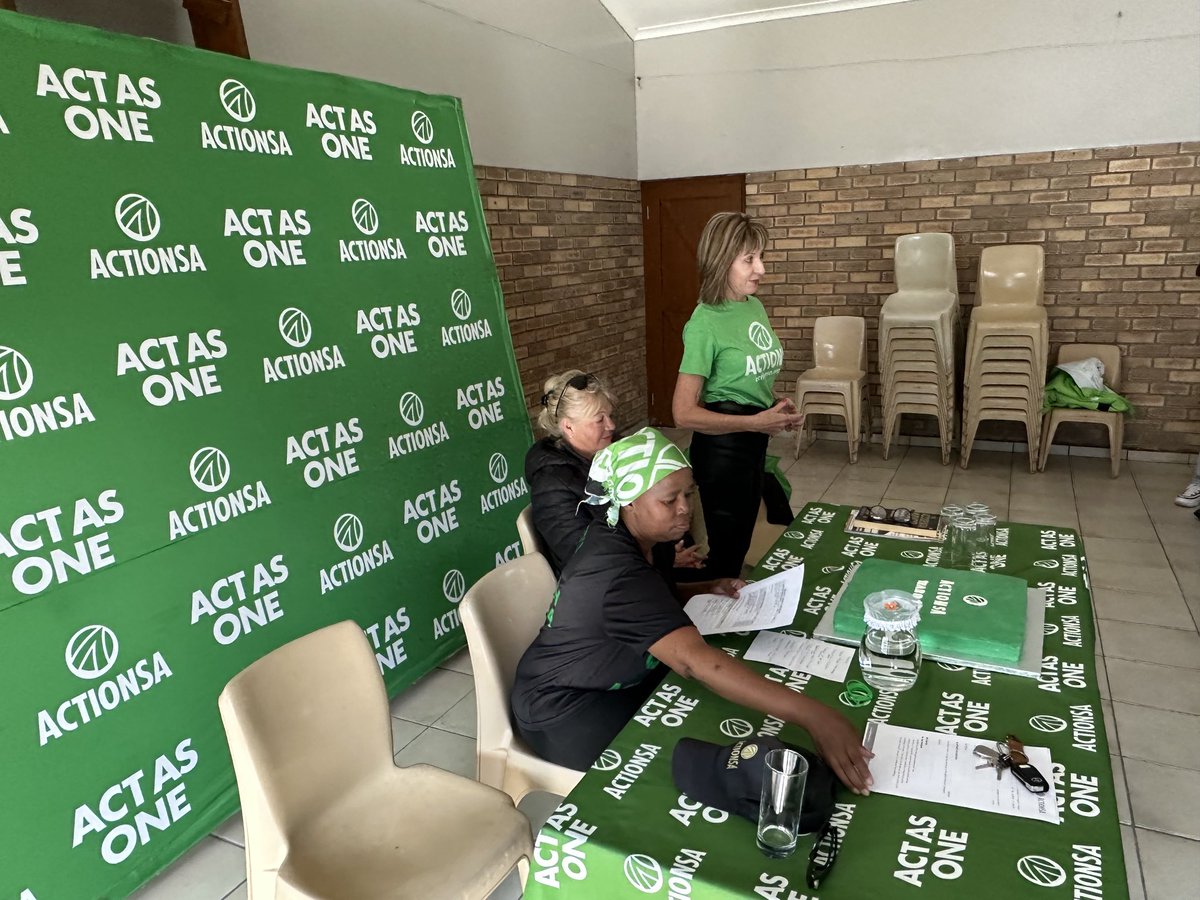 AtholT's tweet photo. ActionSA has launched its first branch in the Kouga municipality. Ward 12 has elected Suzette Britz as its branch chairperson. This was an historic and happy occasion and we celebrated it with a beautiful green cake. @HermanMashaba https://t.co/DsOPkMqnnS