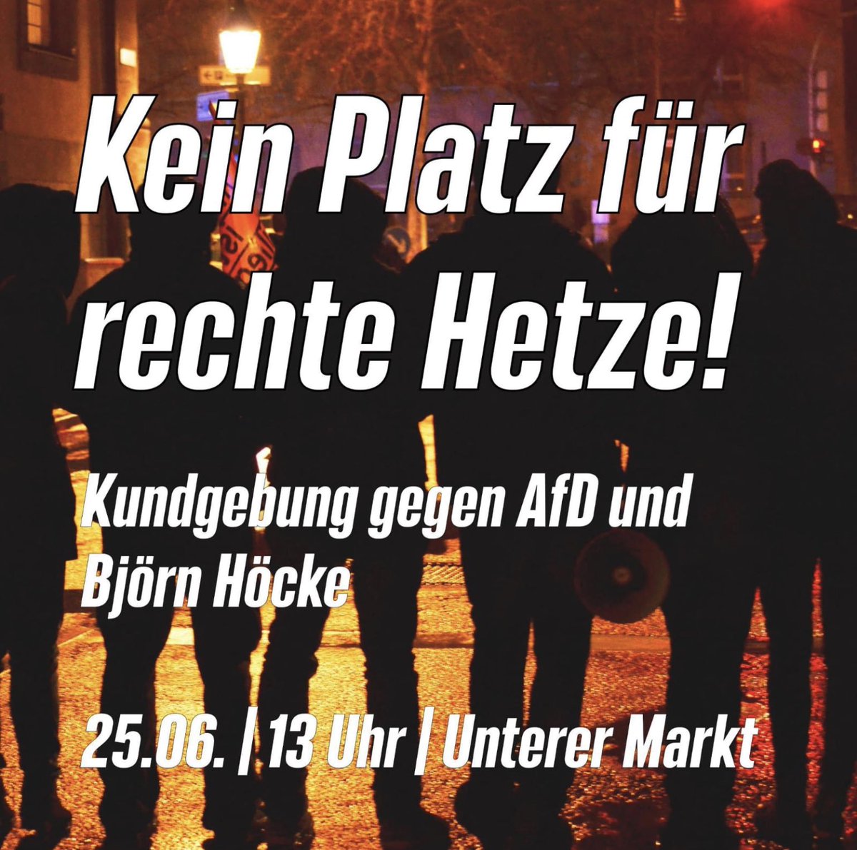 Morgen in Würzburg 💪🏻, initiiert vom Würzburger Bündnis für Zivilcourage! 
#keinmillimeternachrechts
#fckafd 
#FCKNZS 
Gegen die Instrumentalisierung des Attentats von 2021