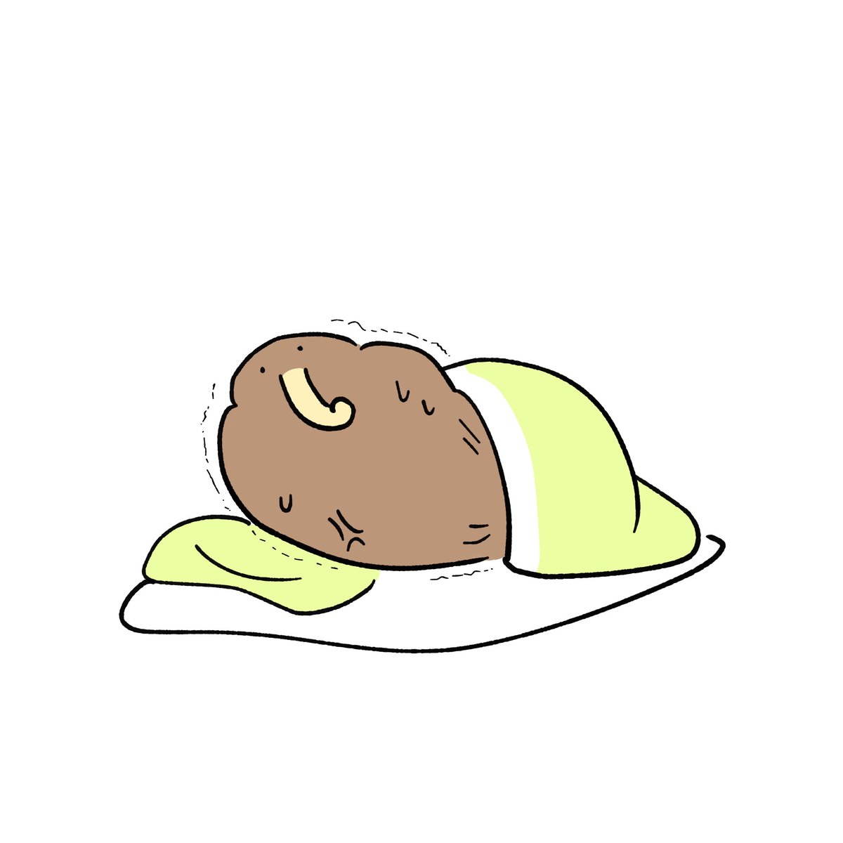 「やりたい事はたくさんあったんだけど、お布団から出られなかったキーウィ」|きう山🥝新スタンプ発売🕺のイラスト