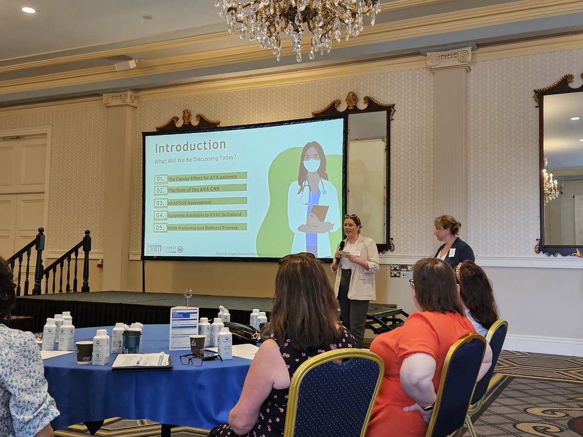 AudreyOHalloran's tweet photo. โจ๏ธ Well done, Joanne O'Mahony @CHI & Joy Lewis @stjamesdublin @CancerInstIRE on a brilliant update on the introduction of AYA cancer services in Ireland at the National Oncology Nurses Meeting ๐๐ @NiamhyOS #SJHCancerNursing #CancerInstIRE #SharedLearning https://t.co/PQNuLOT9ks