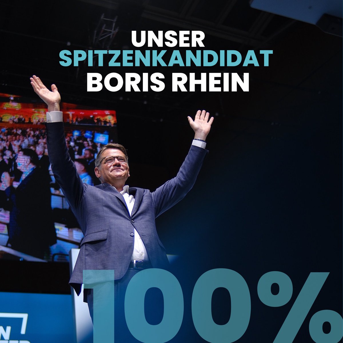 Wahl der Landesliste: 100 % für Listenplatz 1, unseren Landesvorsitzenden und Spitzenkandidaten <a href="/BorisRhein_cdu/">Boris Rhein</a>! Herzlichen Glückwunsch! #hessenweiterführen
