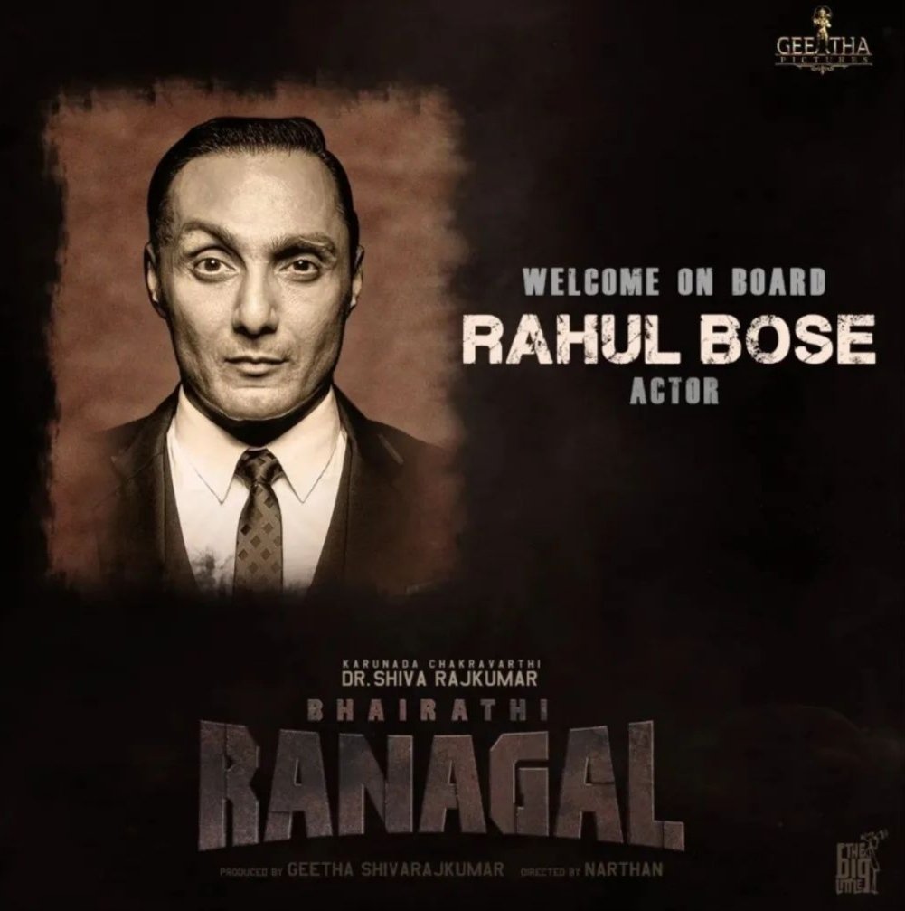 #RahulBose joins the cast of #bhairathiranagal 

#Shivarajkumar #Sandalwood #kannadafilms