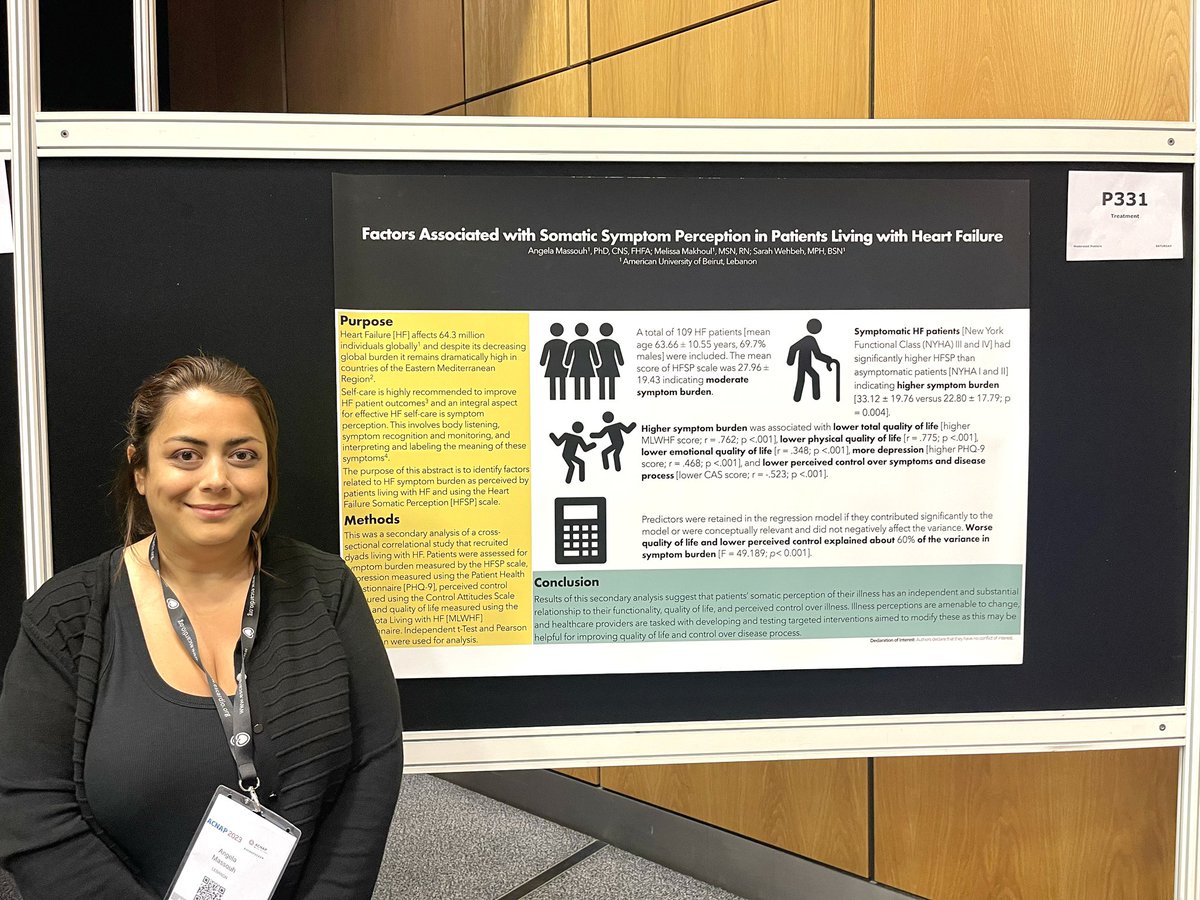 angela_massouh's tweet photo. Happening in a few! #ACNAP2023
Factors Associated with Symptom Perception in Patients Living with #HeartFailure.
#symptomscience #symptomperception https://t.co/ljIJQfT9aK