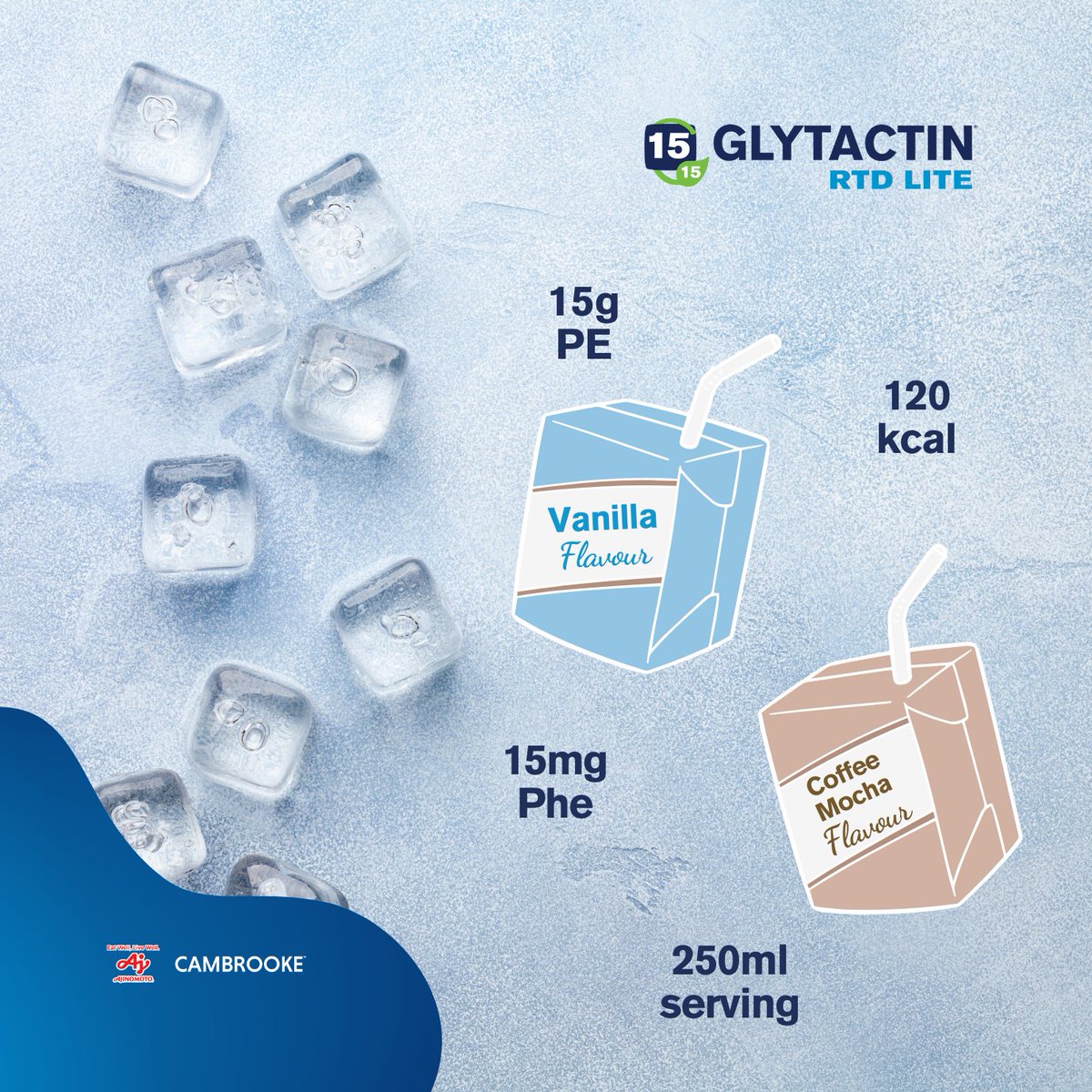 Glytactin RTD LITE 15 in Coffee Mocha & Vanilla flavour.

🧊Perfect ice cold out of the fridge or poured over ice🧊

How do you take yours?

Visit cambrooke.uk to find out more...

#PKU #Phenylketonuria #lowprotein