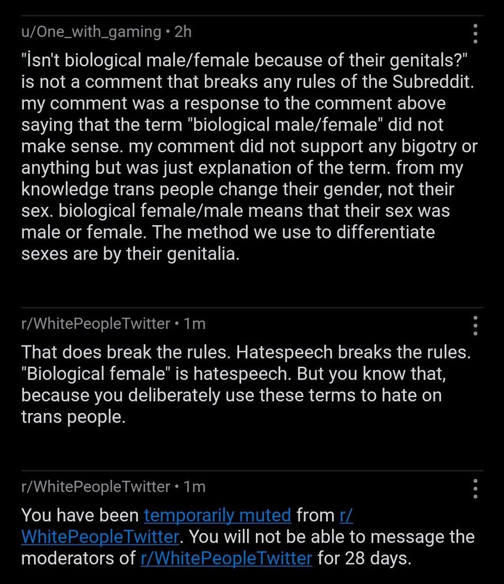 Reddit Lies (@reddit_lies) on Twitter photo Redditor does wrongthink
Is instantly banned from r/WhitePeopleTwitter Redditor does wrongthink
Is instantly banned from r/WhitePeopleTwitter