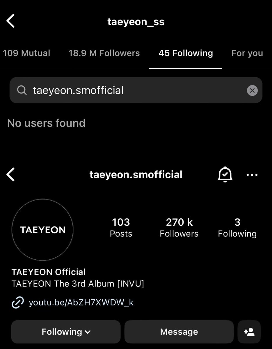 Taeyeon unfollowed Taeyeon Official IG account 🙂

#에셈_태연_차별대우_그만해
#SM_STOP_DISCRIMINATING_TAEYEON

@TAEYEONsmtown @SMTOWNGLOBAL