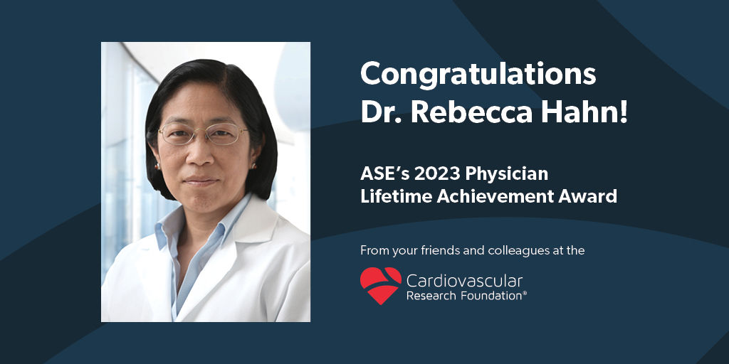 Cardiovascular Research Foundation (@crfheart) on Twitter photo Congratulations, Dr. <a href="/hahn_rt/">RTHahnMD</a>, the recipient of the <a href="/ASE360/">American Society of Echocardiography</a>'s 2023 Physician Lifetime Achievement Award! We salute your outstanding achievements and leadership in #cardiology and #echocardiography. Your dedication to service, research, and teaching is truly inspiring! Congratulations, Dr. <a href="/hahn_rt/">RTHahnMD</a>, the recipient of the <a href="/ASE360/">American Society of Echocardiography</a>'s 2023 Physician Lifetime Achievement Award! We salute your outstanding achievements and leadership in #cardiology and #echocardiography. Your dedication to service, research, and teaching is truly inspiring!