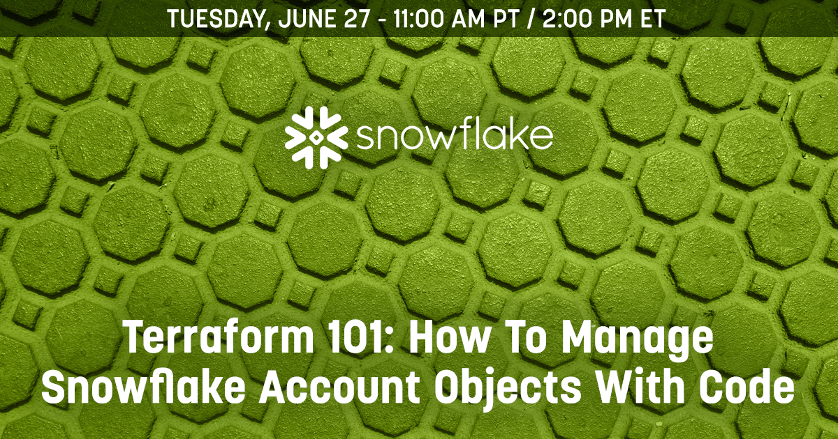 Discover the magic of #Terraform in simplifying the management of #Snowflake account objects. Don't miss this webinar, where experts will guide you through the process of harnessing the power of infrastructure automation.  #CloudComputing dbta.com/Webinars/snowf…