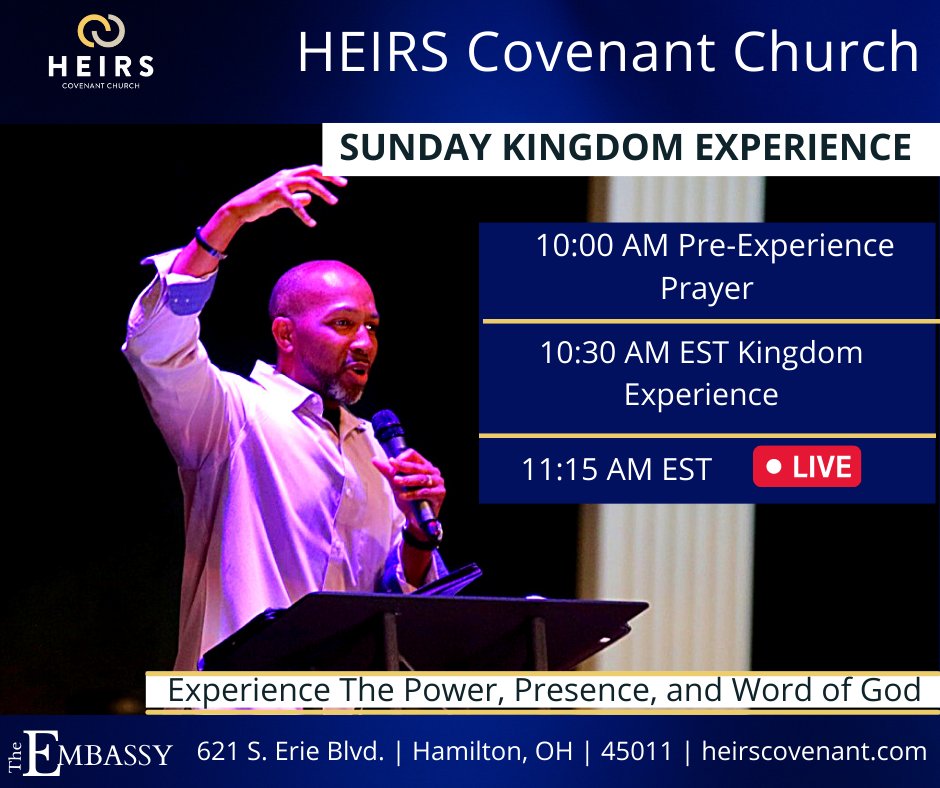 Join us in The Embassy for a powerful encounter with God and learn how to live from the Kingdom so you can make Kingdom impact and see Kingdom results in every area of your life. #HEIRS #TheEmbassy #faith