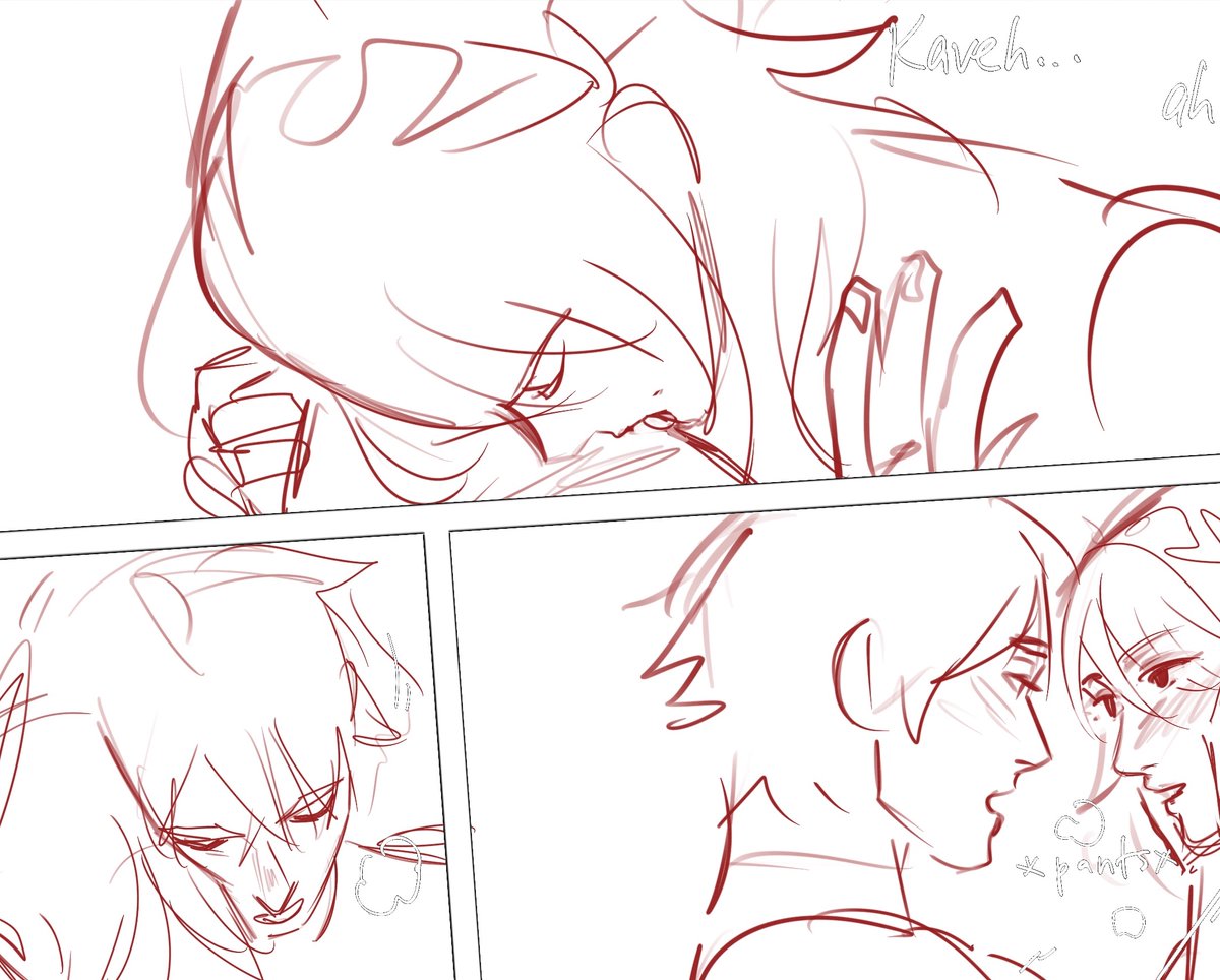 haikaveh nsfwish angsty comic (rough sketches) 