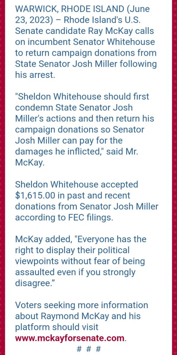 Raymond Baccari Jr. on Twitter "INBOX McKay_Senate calls on Sen