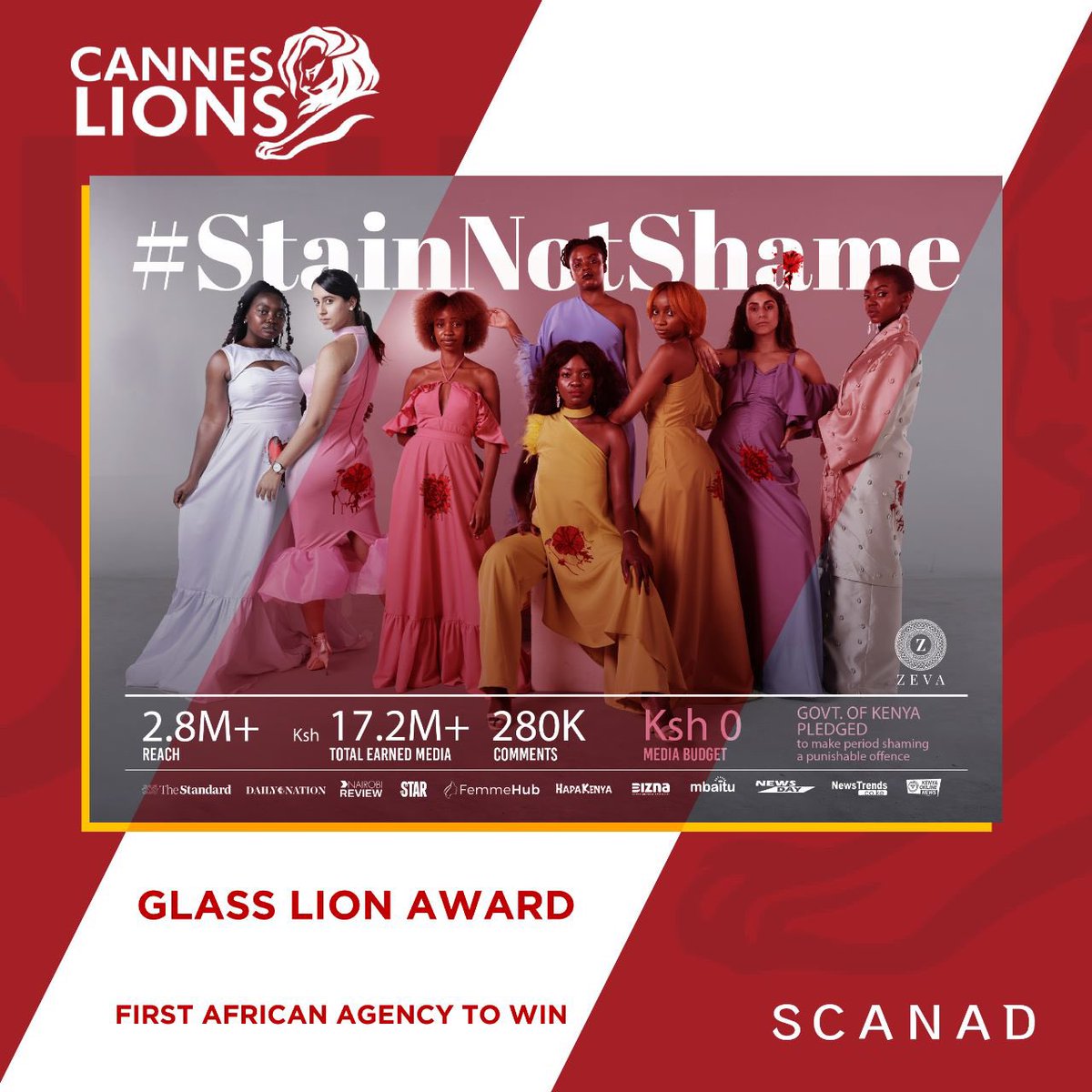 We are thrilled to announce our victory! Being the sole agency from Africa to receive a Glass Lion has filled us with immense joy and excitement. #TeamAwesome #ProudlySCANAD