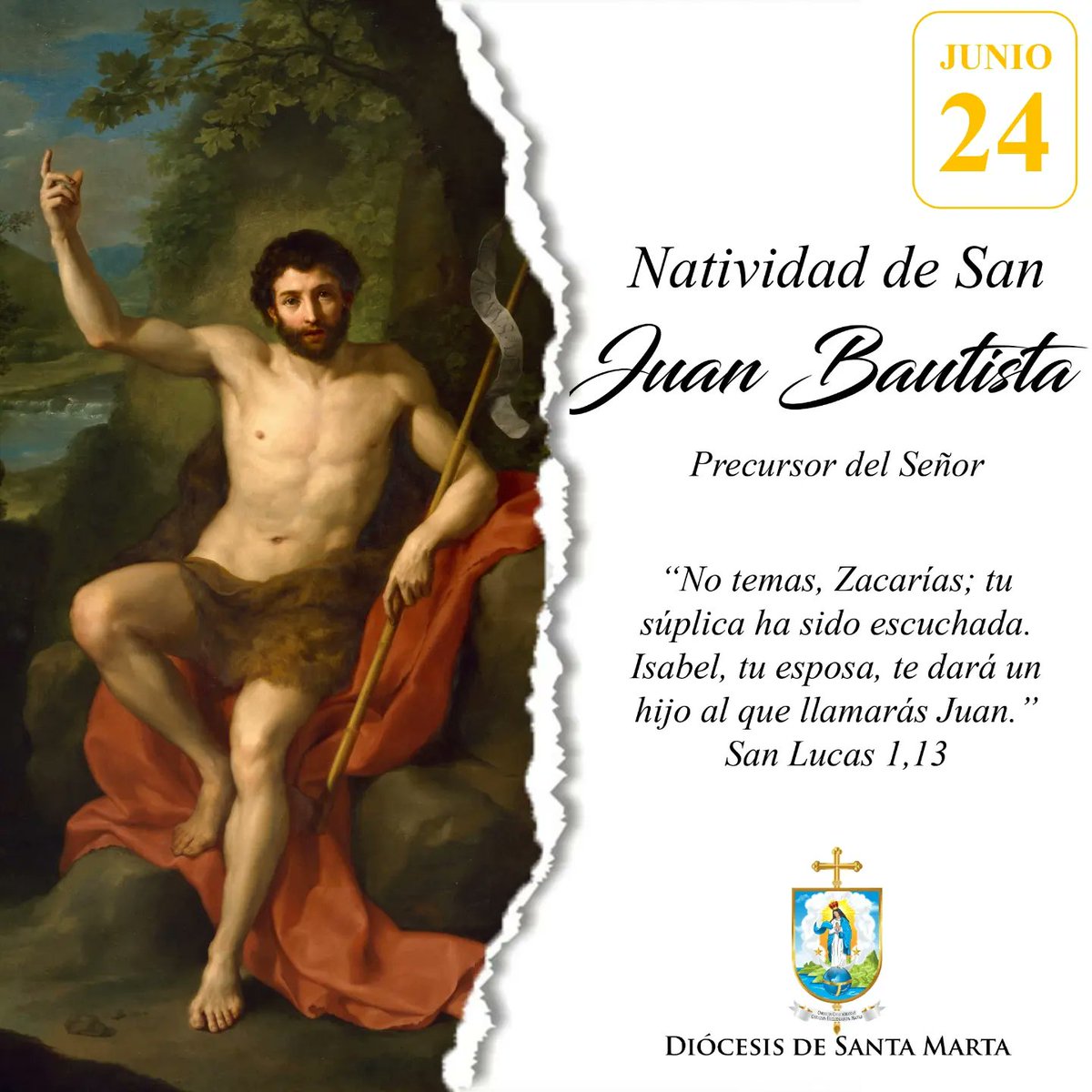 DiocesisSMR's tweet photo. #Solemnidad | Natividad de san Juan Bautista. 

Y nos unimos en oración🙏 con la feligresía de los municipios de Ciénaga y El Retén. https://t.co/oksSkHMT6K