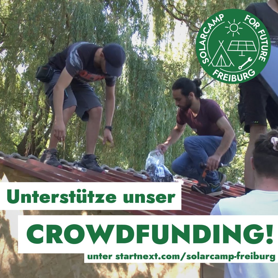 SolarcampF's tweet photo. Damit das Solarcamp stattfinden kann, brauchen wir viel Geld. Das Bauen der Dächer, die Miete eines geeigneten Platzes, die Vergütung der Ausbilder*innen - all das kostet Geld. Unterstützt uns deshalb sehr gerne, wenn ihr könnt (https://t.co/ABhqlg659w)! Danke☀️💚 #solarcamp https://t.co/ci0JpOvmmB