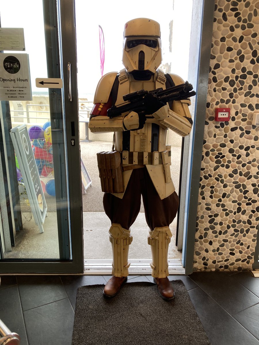 fleetwoodbeach's tweet photo. You never know who’s going to come and visit us at #FBKafe. 

👀 who stopped by at #Cleveleys today! #Shoretrooper #StarWars #FBK #coffee https://t.co/UFIzSpINWz