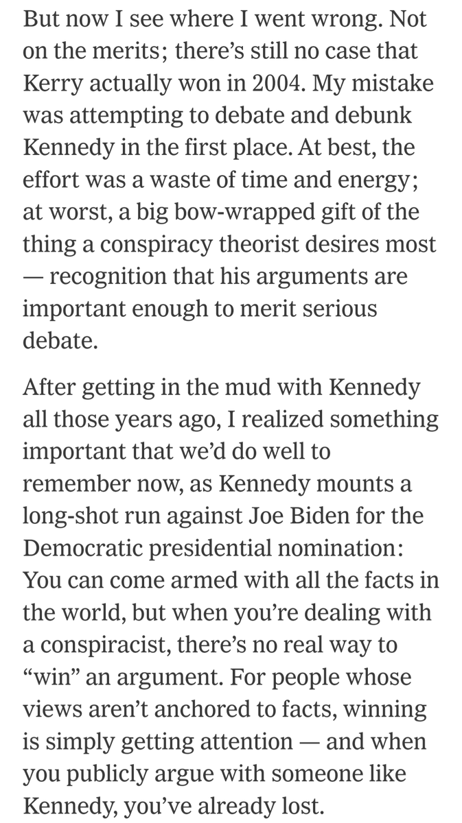Michael (@artisan_cheez) on Twitter photo Here, <a href="/fmanjoo/">farhad manjoo (former bluecheck)</a> nails it on why it's pointless to argue with conspiracy theorists. To argue is to validate.
nytimes.com/2023/06/23/opi… Here, <a href="/fmanjoo/">farhad manjoo (former bluecheck)</a> nails it on why it's pointless to argue with conspiracy theorists. To argue is to validate.
nytimes.com/2023/06/23/opi…
