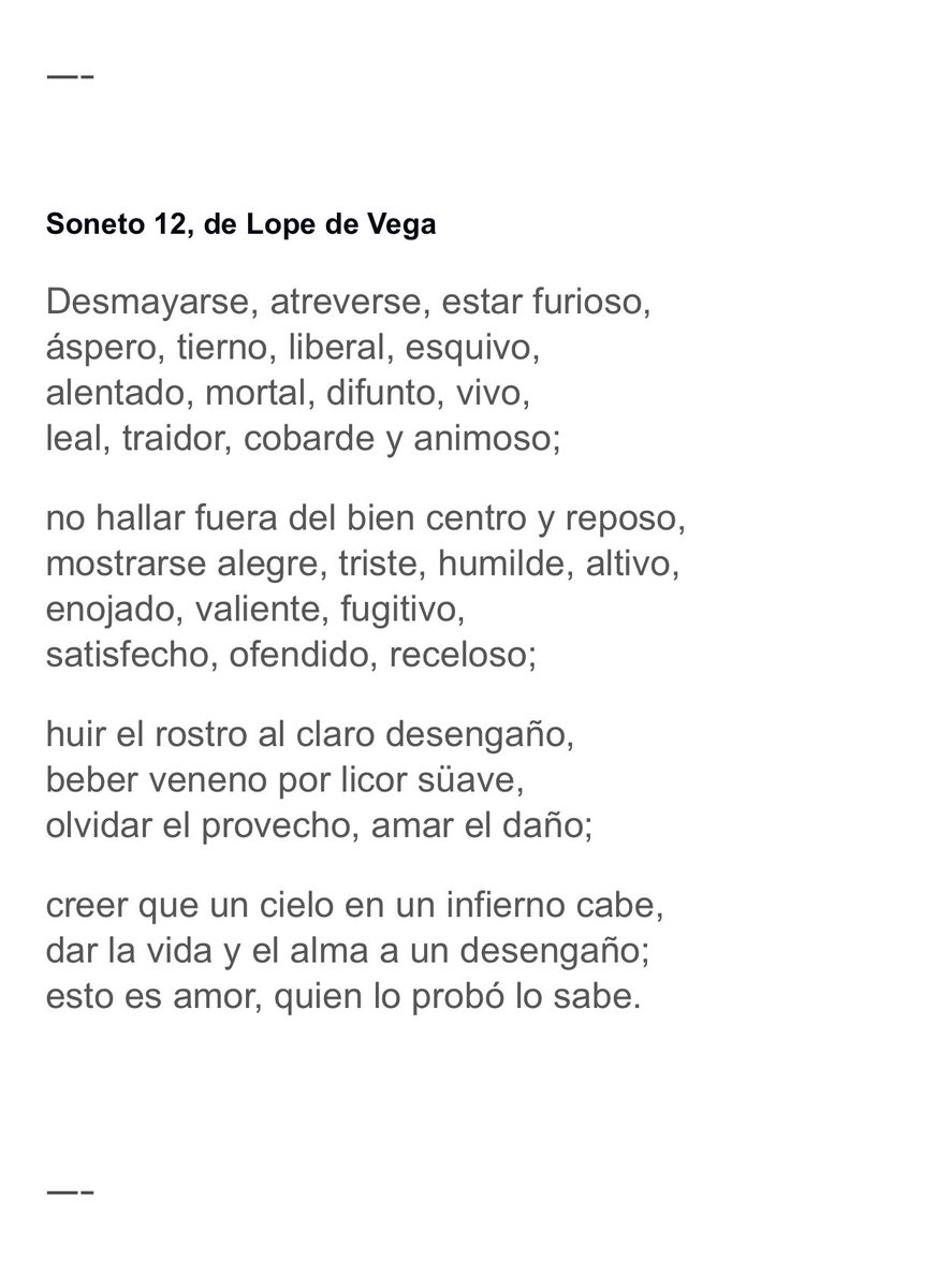 poemasladc's tweet photo. Soneto 12, de Lope de Vega. https://t.co/coOK0mE2Nm