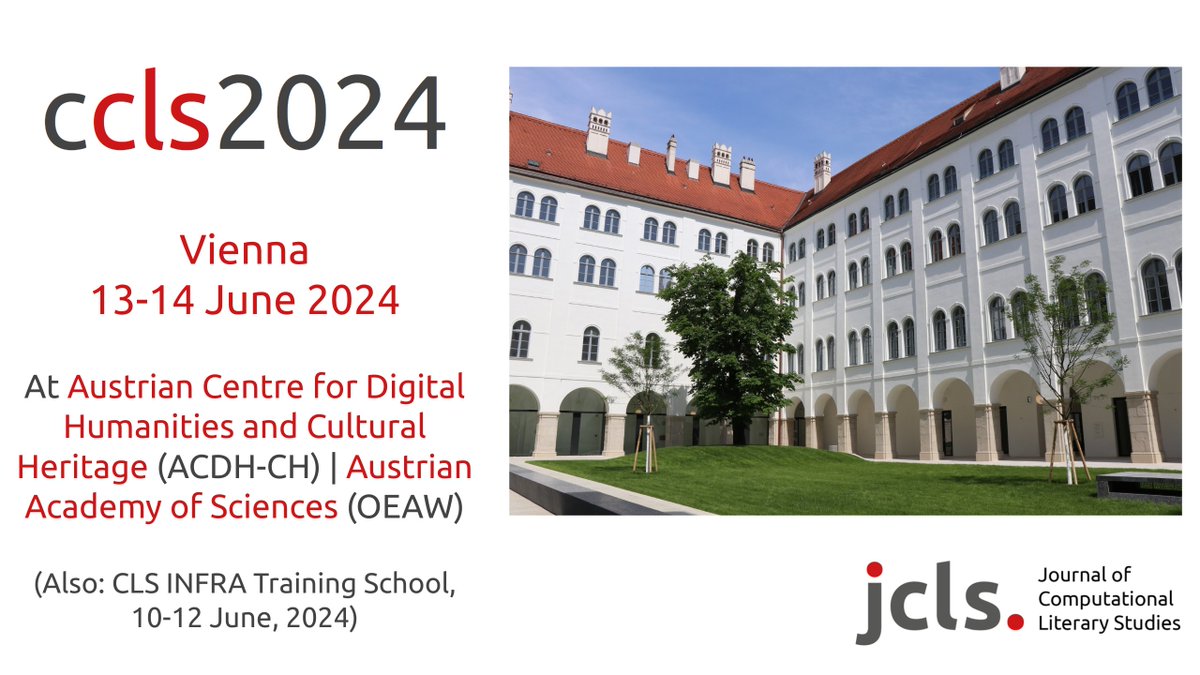 #CCLS2023 in #Würzburg is over, Next year, #CCLS2024 will take place in #Vienna, hosted by the Austrian Centre for Digital Humanities and Cultural Heritage (ACDH-CH) / Austrian Academy of Sciences (OEAW) on 13-14 June, 2024. Save the date! ^cs