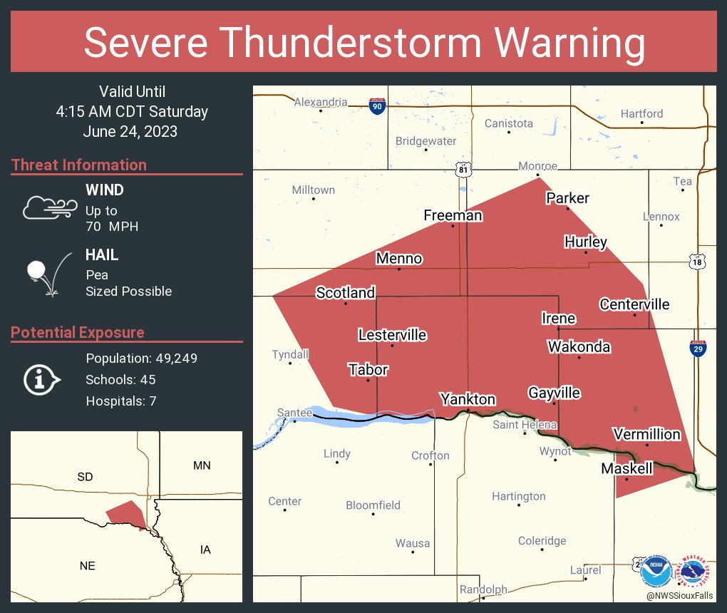 NWS Sioux Falls on Twitter "Severe Thunderstorm Warning continues for